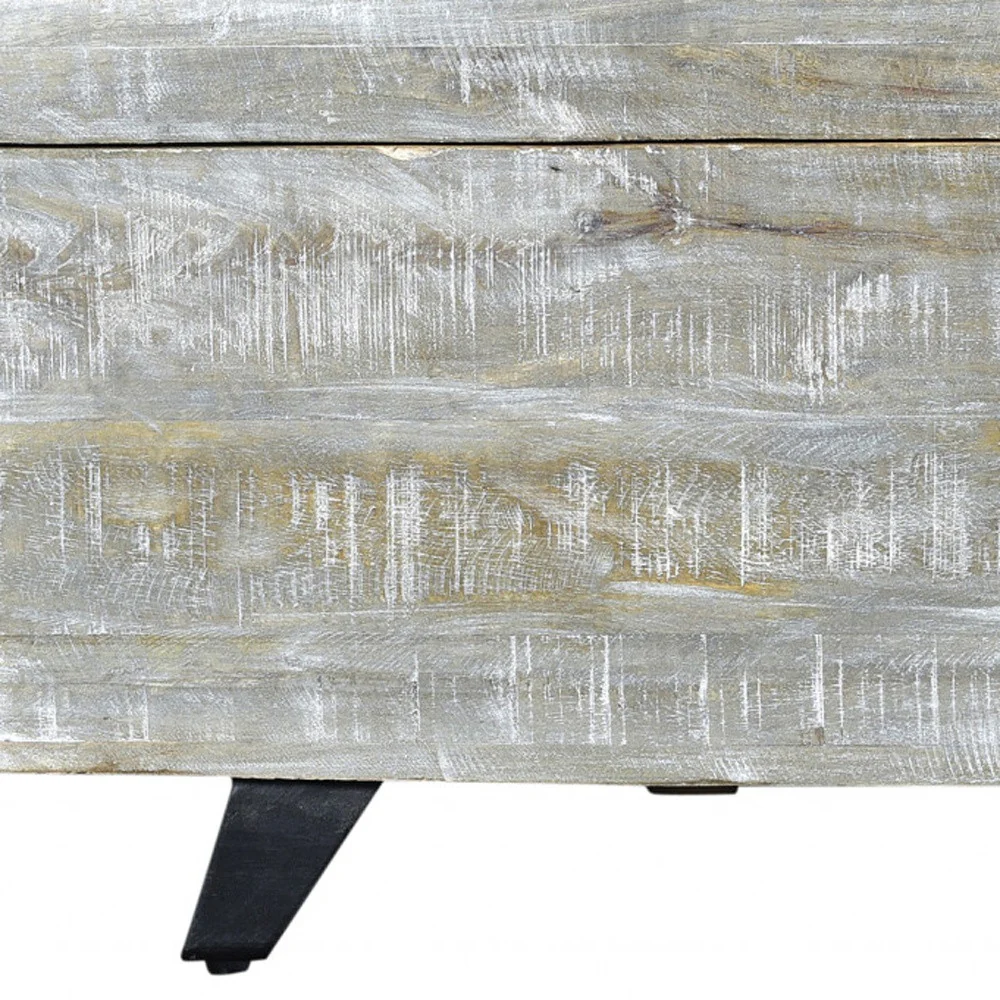Gray and Black Distressed Solid Wood Storage Bench with Flip Top By Homeroots - Image 6