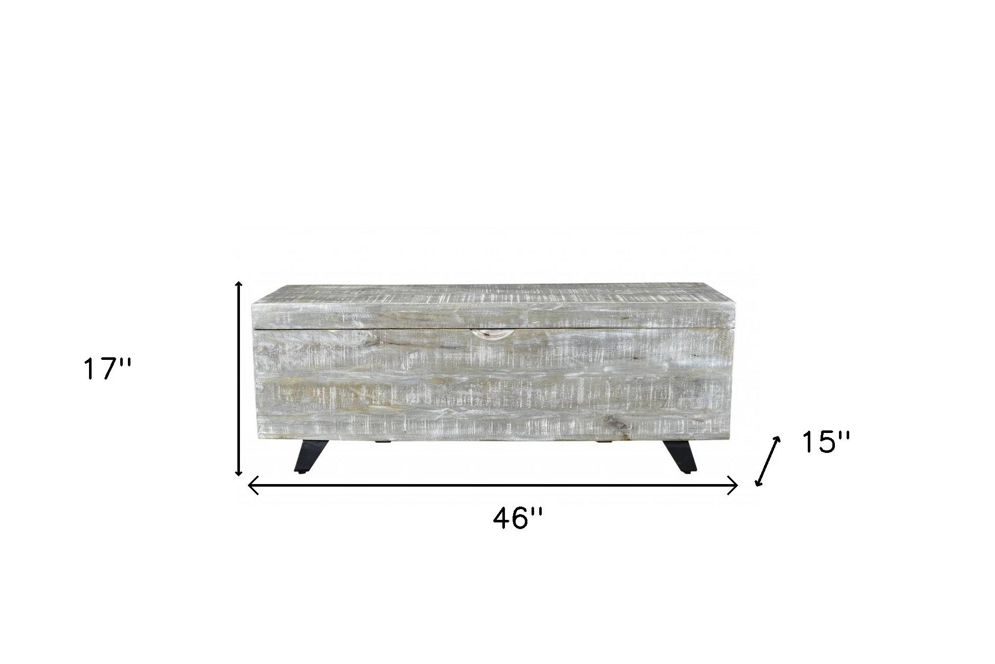 Gray and Black Distressed Solid Wood Storage Bench with Flip Top By Homeroots - Image 7