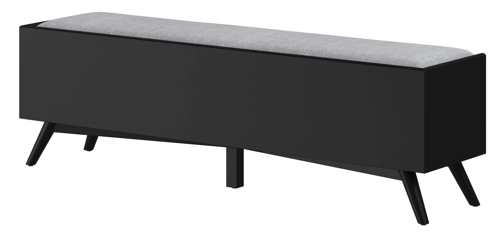 Gray and Black Fabric Upholstered Storage Bench with Drawers By Homeroots - Image 2