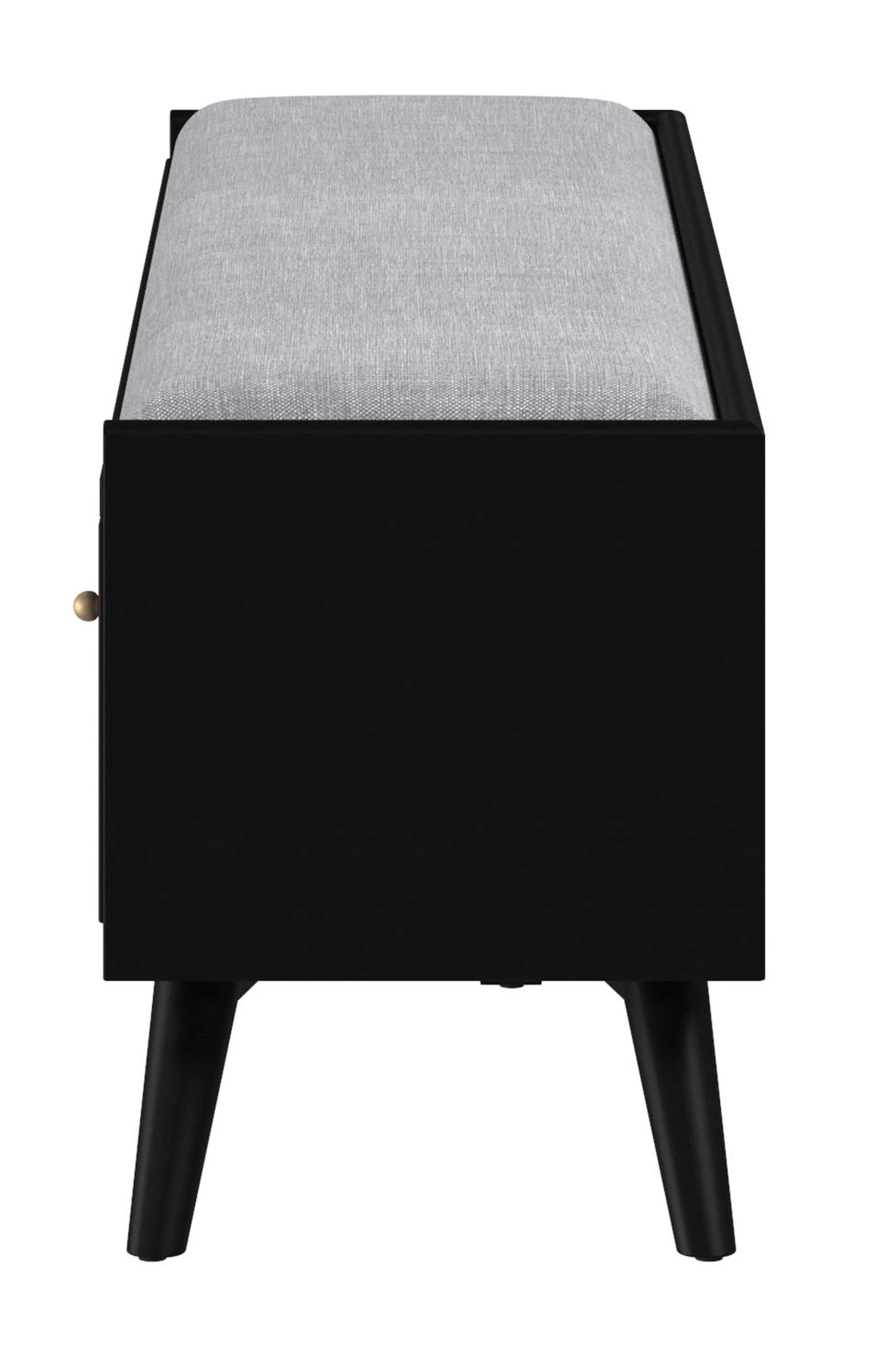 Gray and Black Fabric Upholstered Storage Bench with Drawers By Homeroots - Image 4