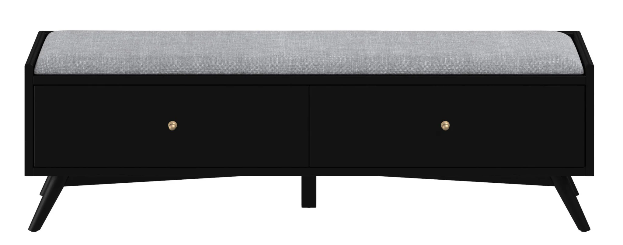 Gray and Black Fabric Upholstered Storage Bench with Drawers By Homeroots - Image 7