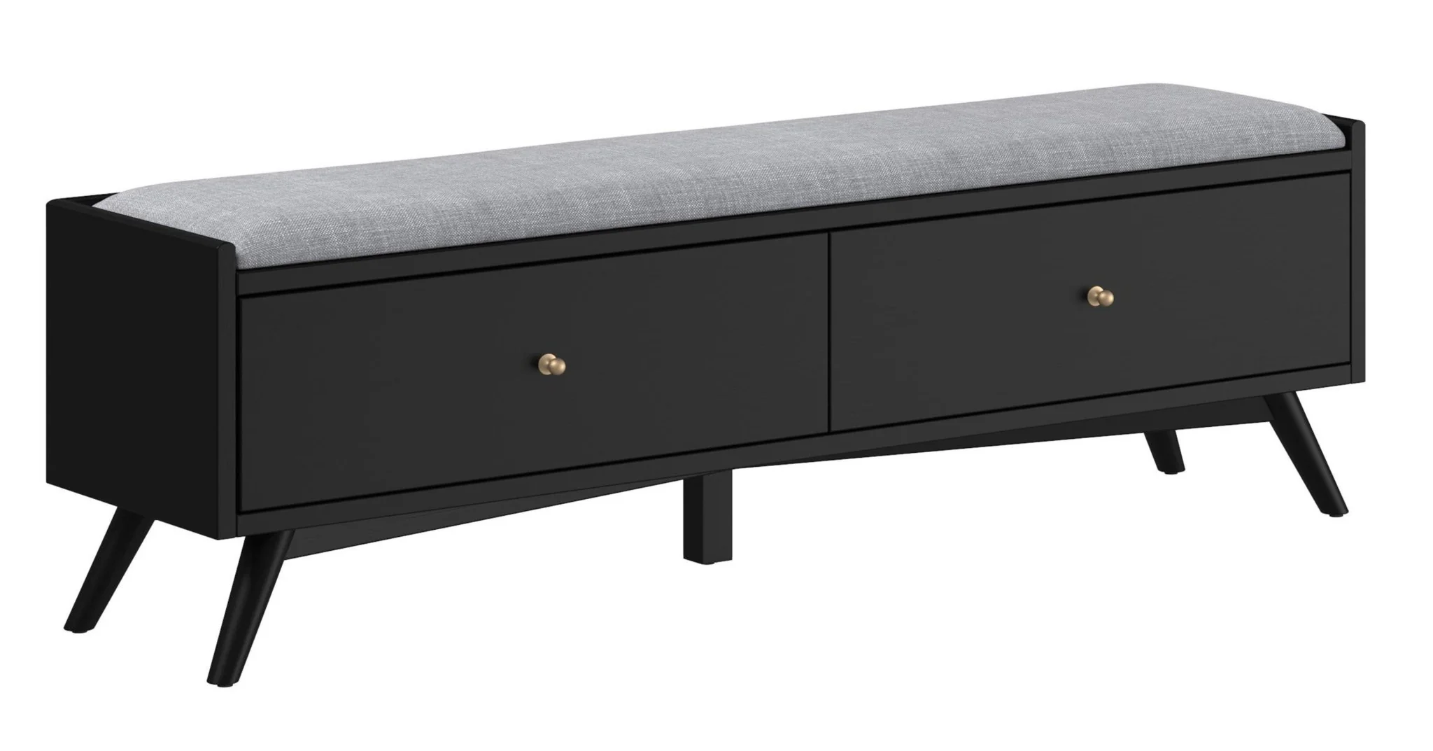 Gray and Black Fabric Upholstered Storage Bench with Drawers By Homeroots - Image 8
