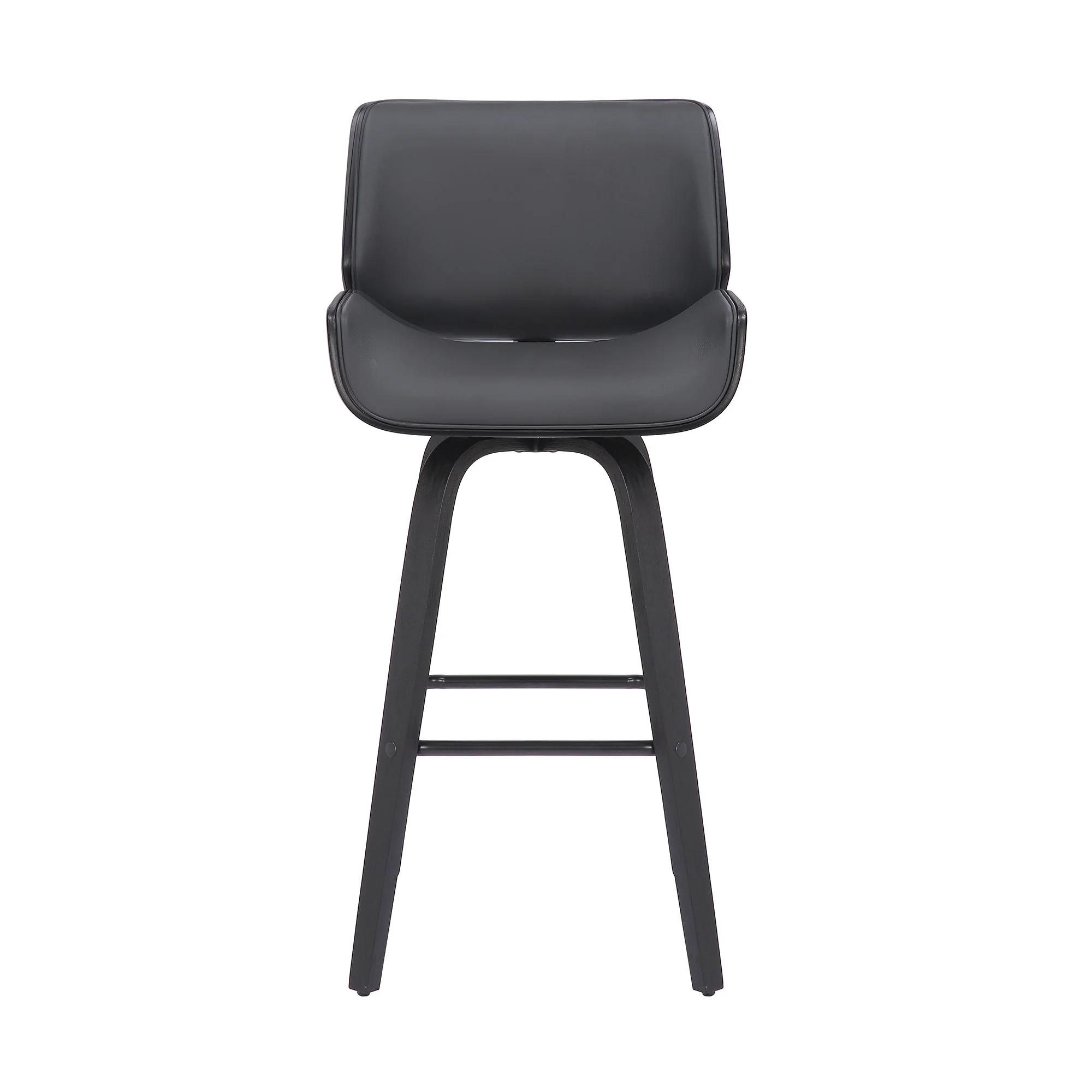 Gray and Black Faux Leather and Iron Bar Height Swivel Bar Chair By Homeroots - Image 3