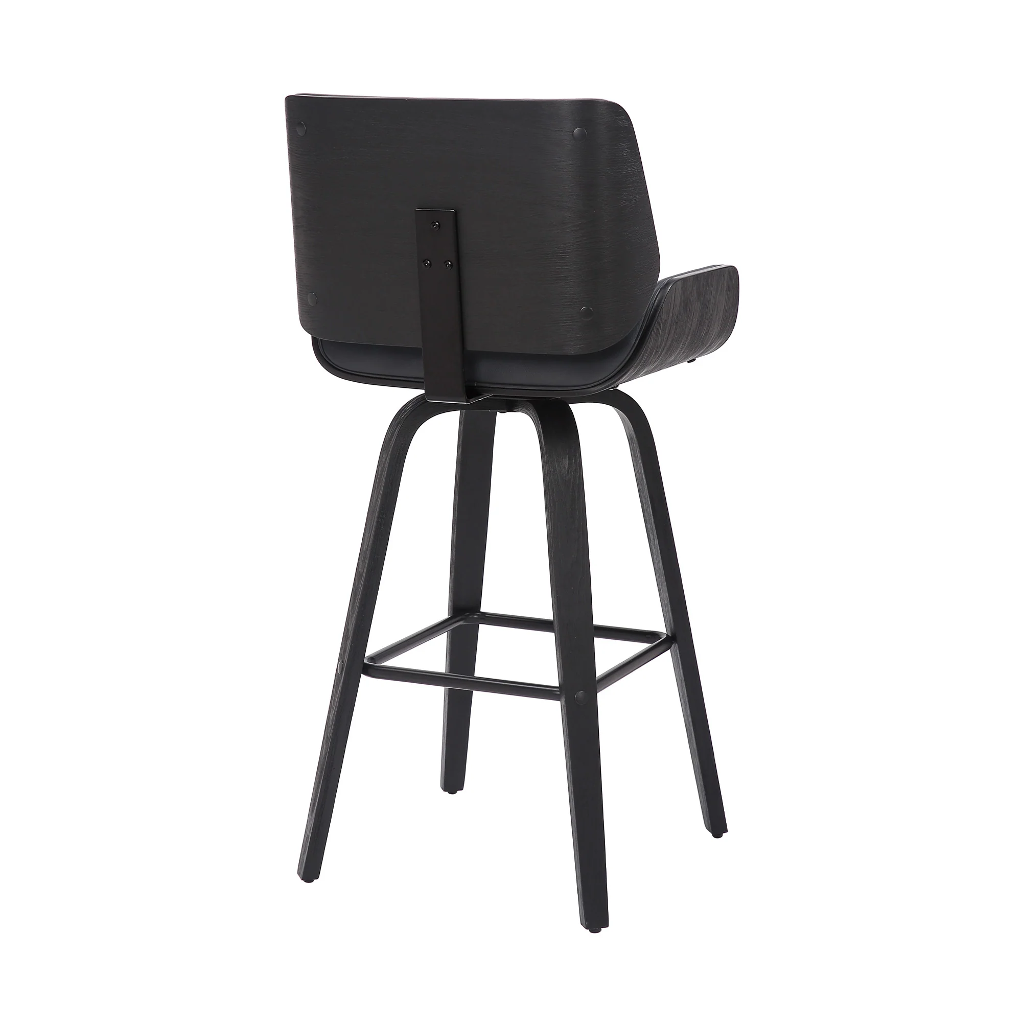 Gray and Black Faux Leather and Iron Bar Height Swivel Bar Chair By Homeroots - Image 6