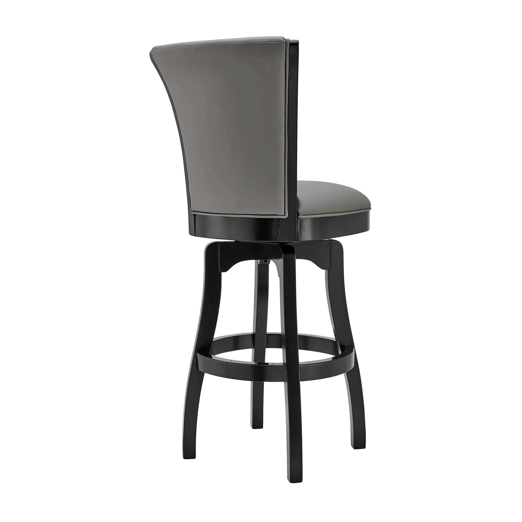 Gray and Black Faux Leather and Iron Counter Height Swivel Bar Chair By Homeroots - Image 4