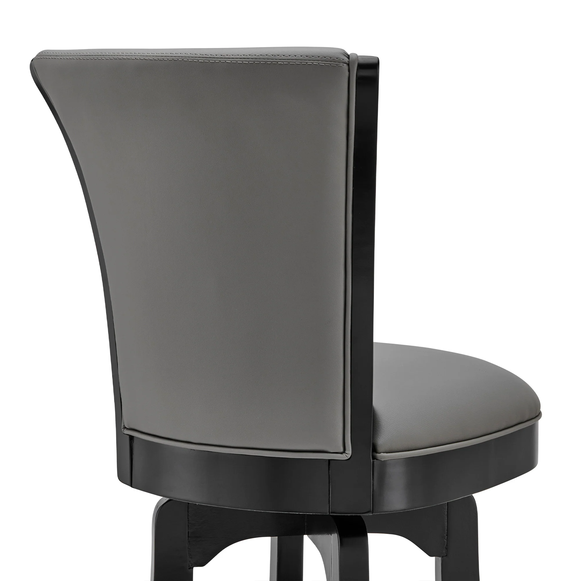 Gray and Black Faux Leather and Iron Counter Height Swivel Bar Chair By Homeroots - Image 6