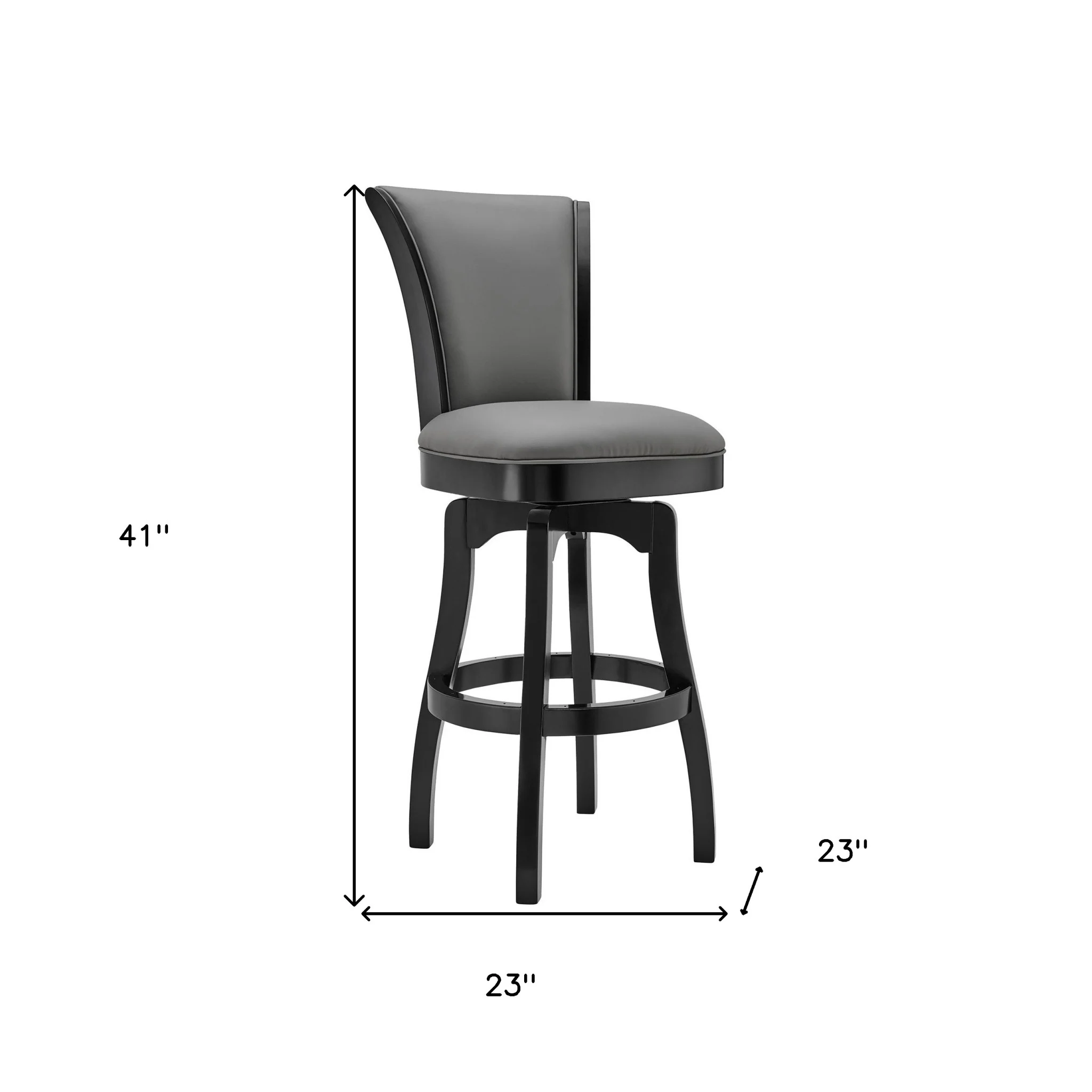 Gray and Black Faux Leather and Iron Counter Height Swivel Bar Chair By Homeroots - Image 7