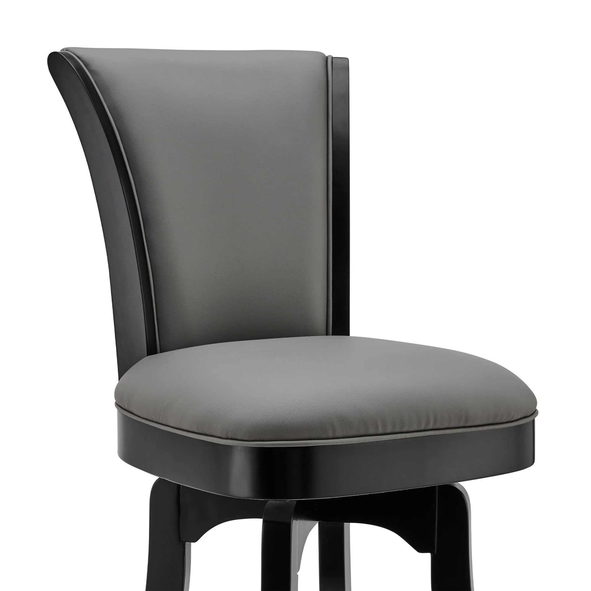 Gray and Black Faux Leather and Iron Counter Height Swivel Bar Chair By Homeroots - Image 8