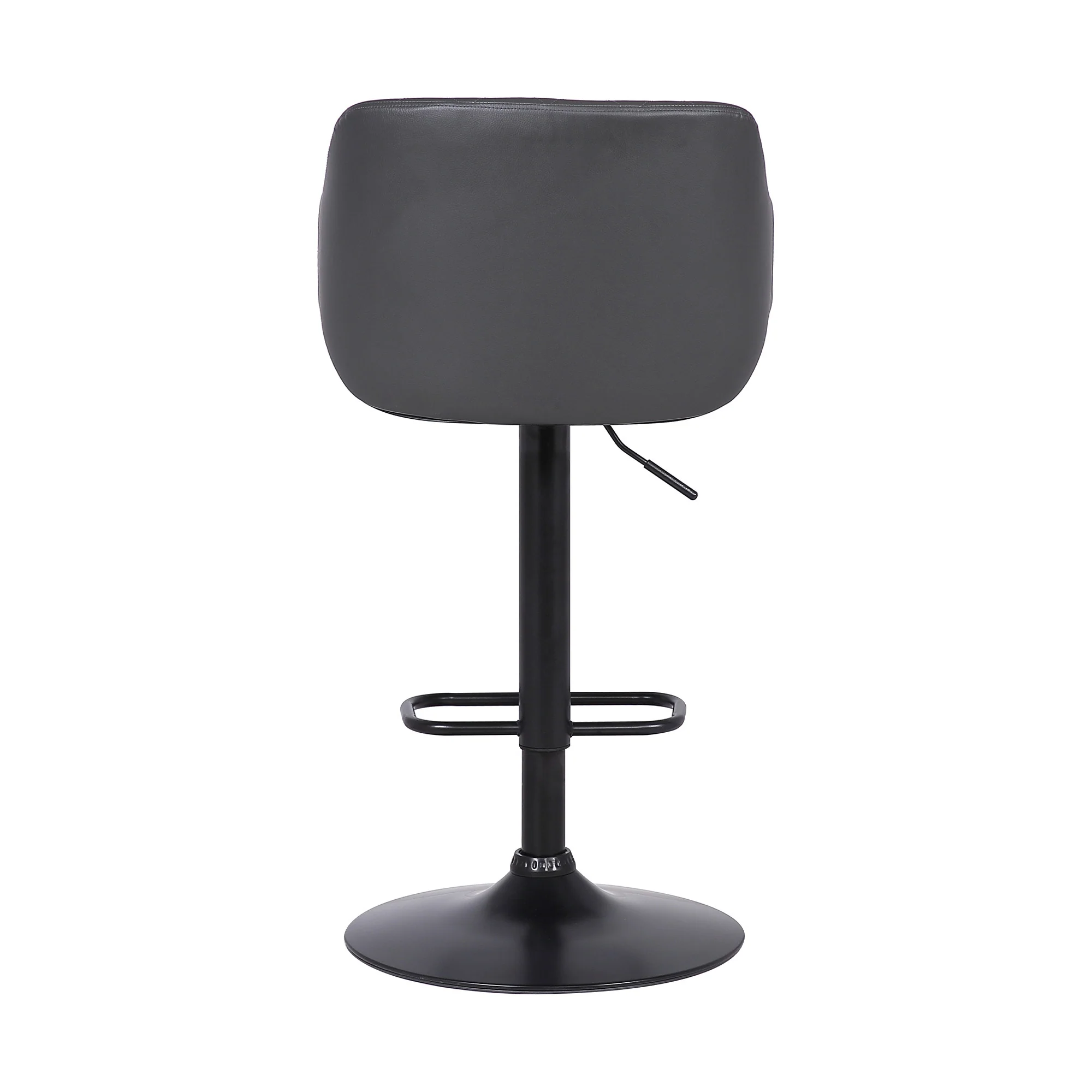 Gray and Black Faux Leather and Iron Low Back Adjustable Height Swivel Bar Chair By Homeroots - Image 6