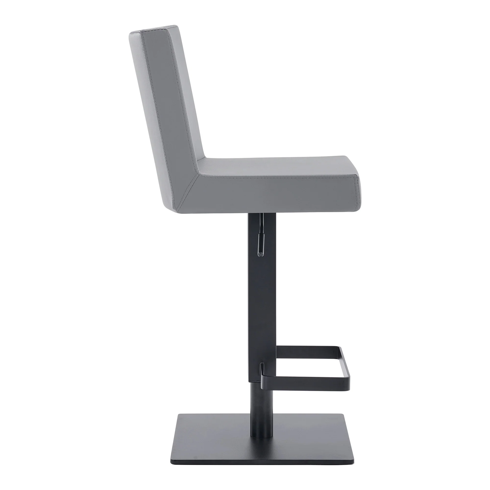 Gray And Black Faux Leather And Iron Swivel Adjustable Height Bar Chair By Homeroots - Image 2