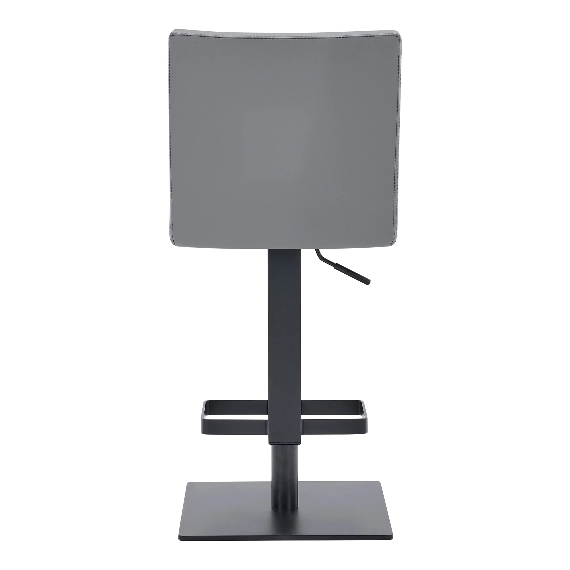 Gray And Black Faux Leather And Iron Swivel Adjustable Height Bar Chair By Homeroots - Image 3