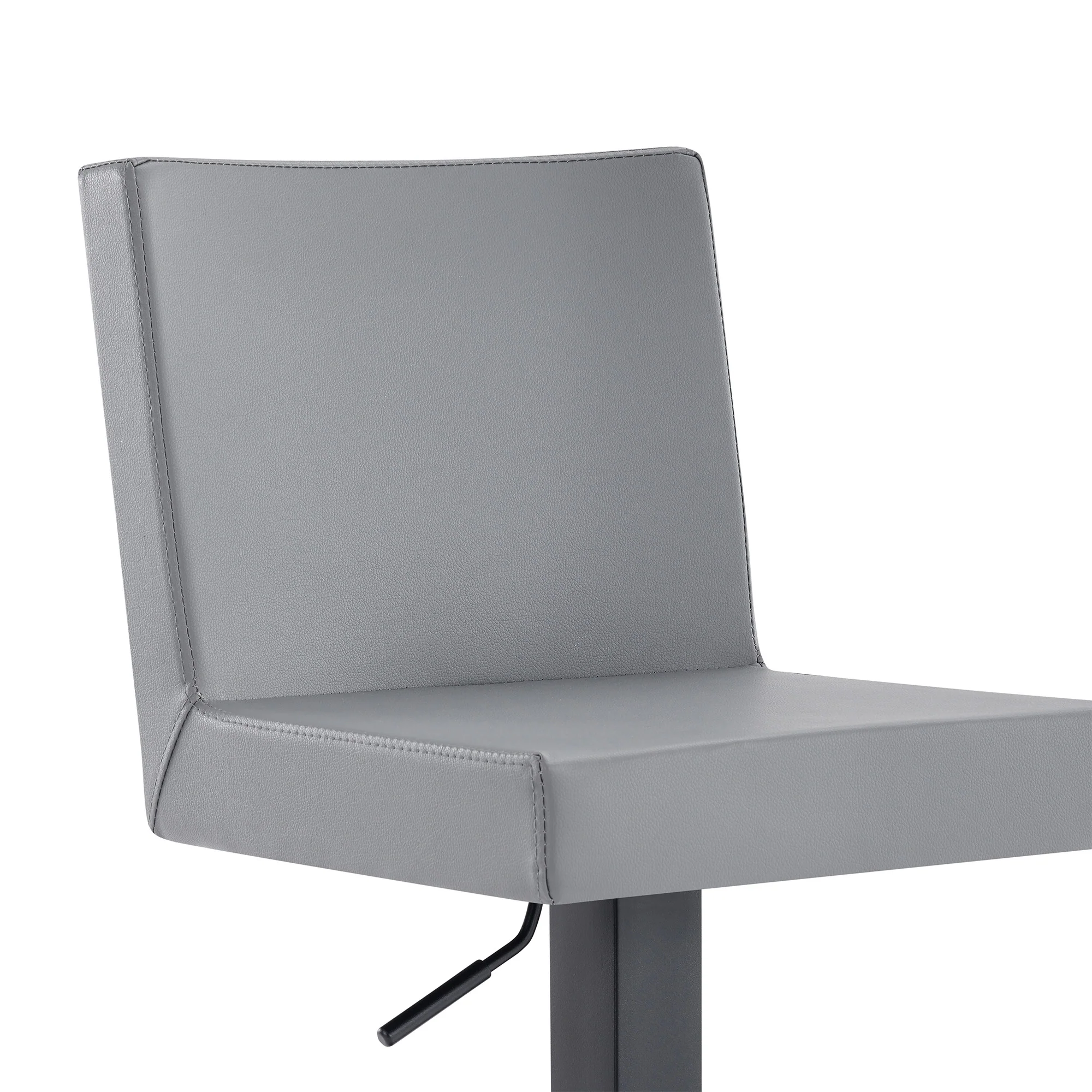 Gray And Black Faux Leather And Iron Swivel Adjustable Height Bar Chair By Homeroots - Image 8