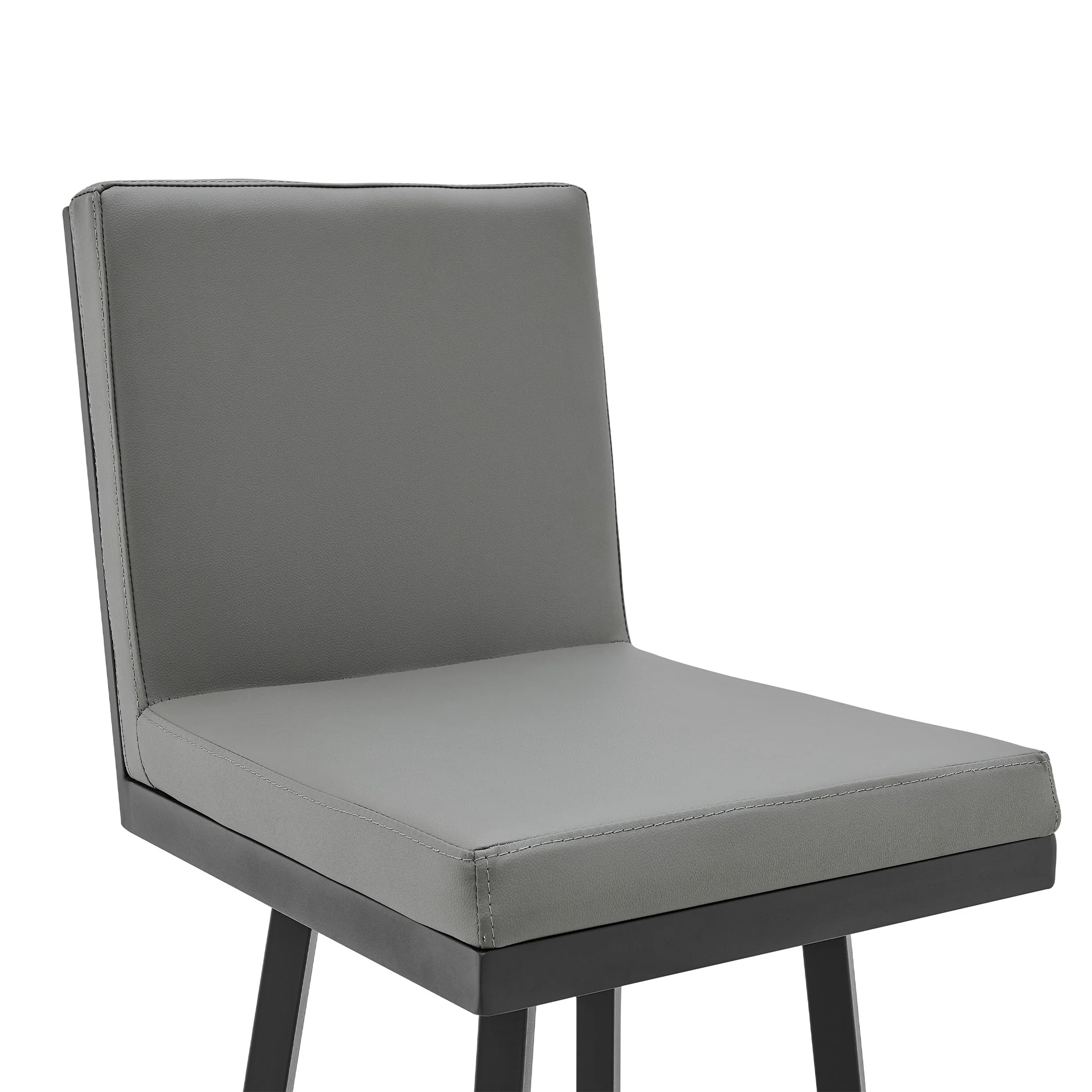 Gray And Black Faux Leather And Iron Swivel Bar Height Bar Chair By Homeroots - Image 3