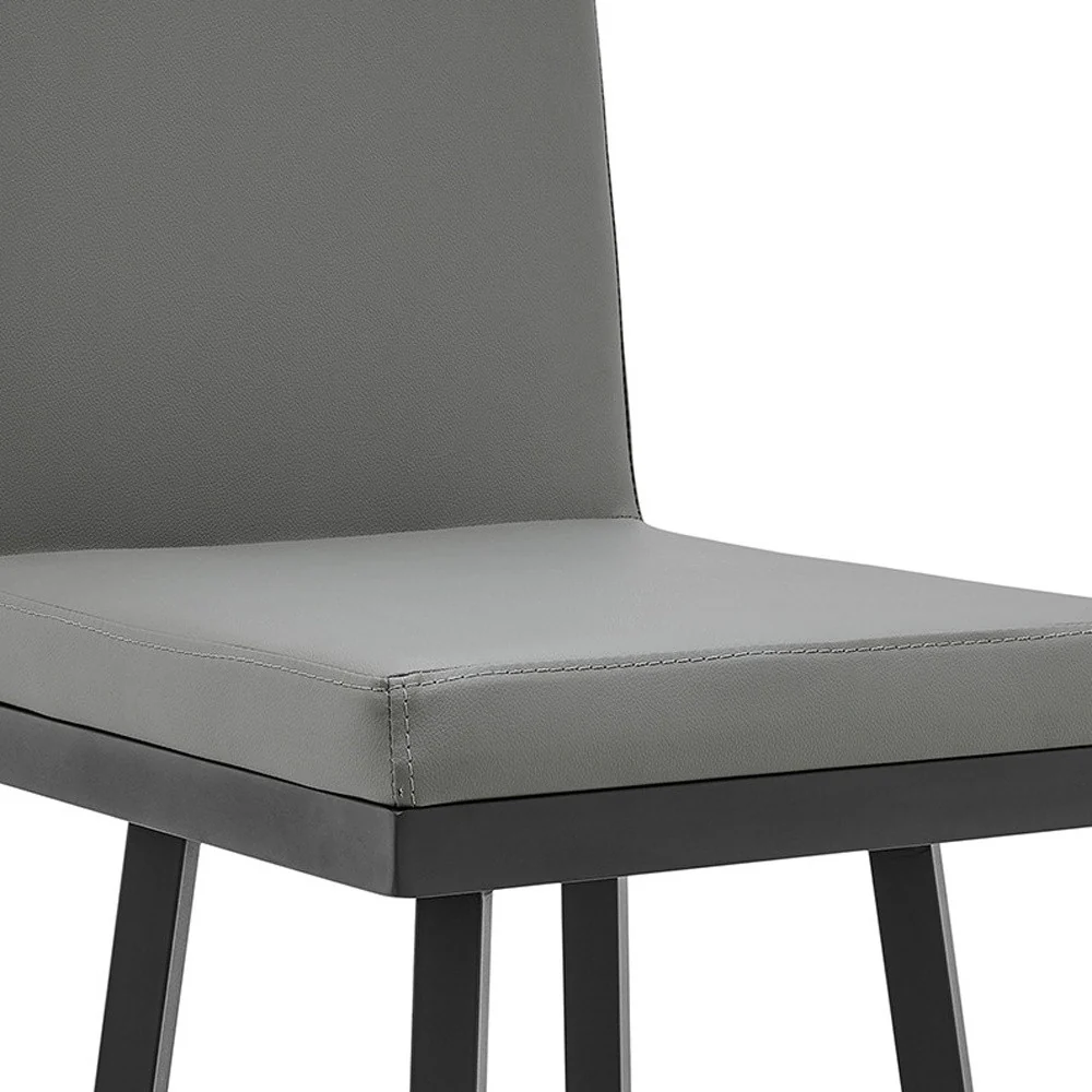 Gray And Black Faux Leather And Iron Swivel Bar Height Bar Chair By Homeroots - Image 5