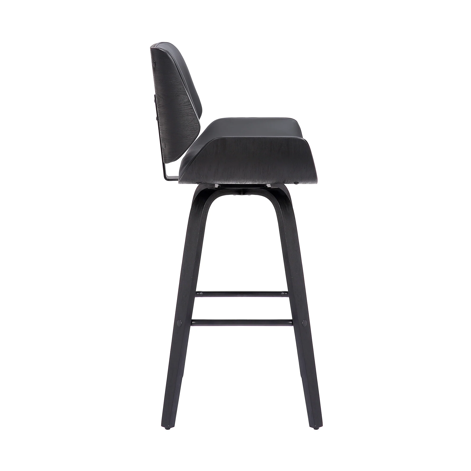 Gray And Black Faux Leather And Iron Swivel Counter Height Bar Chair By Homeroots - Image 7