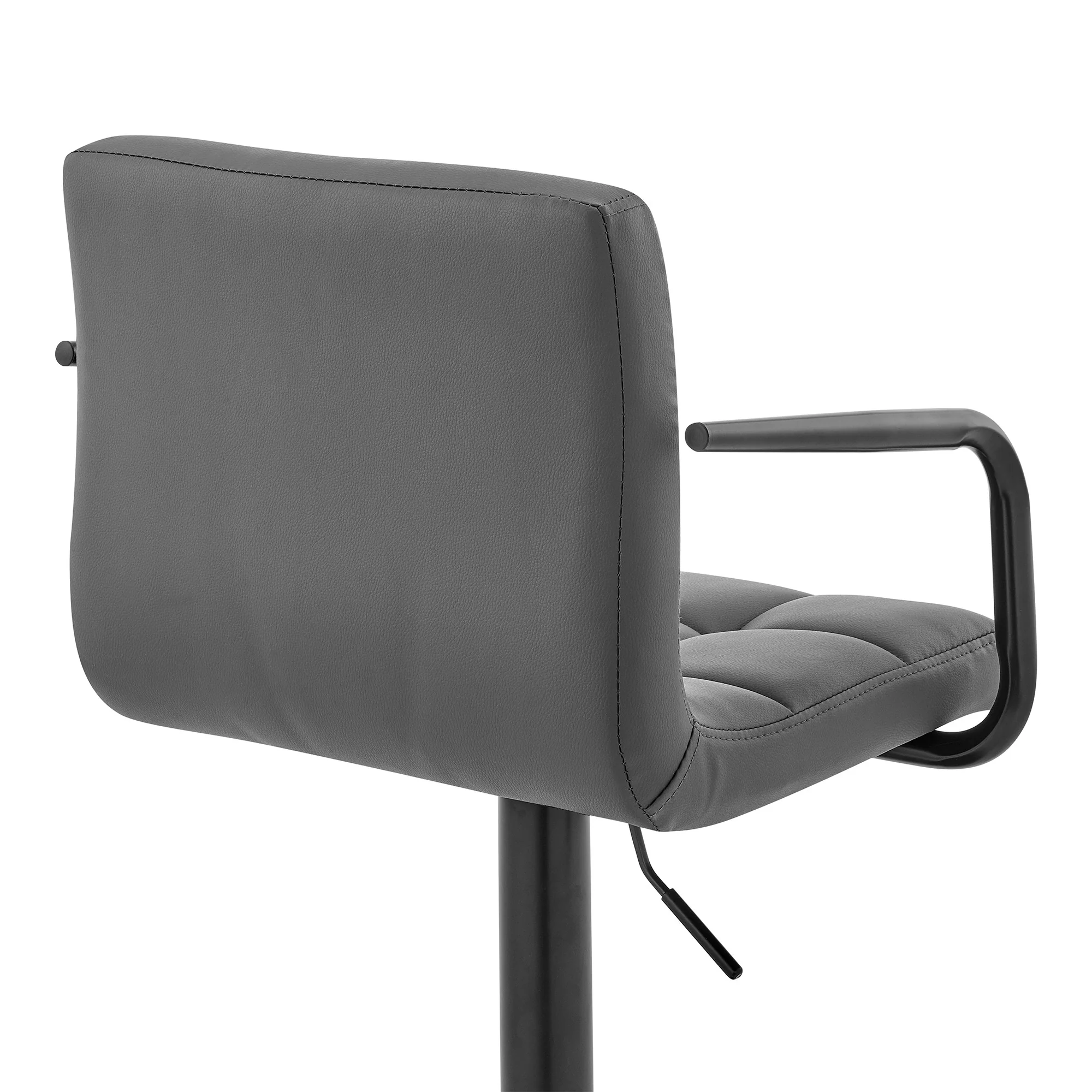 Gray And Black Faux Leather And Iron Swivel Low Back Adjustable Height Bar Chair By Homeroots - Image 5