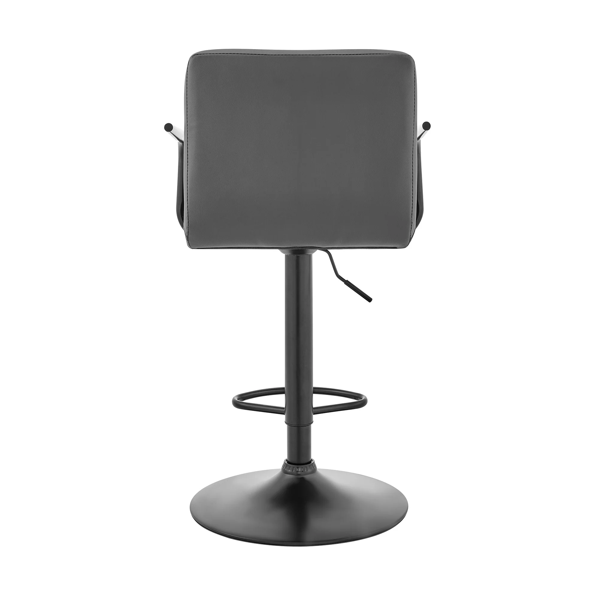 Gray And Black Faux Leather And Iron Swivel Low Back Adjustable Height Bar Chair By Homeroots - Image 7
