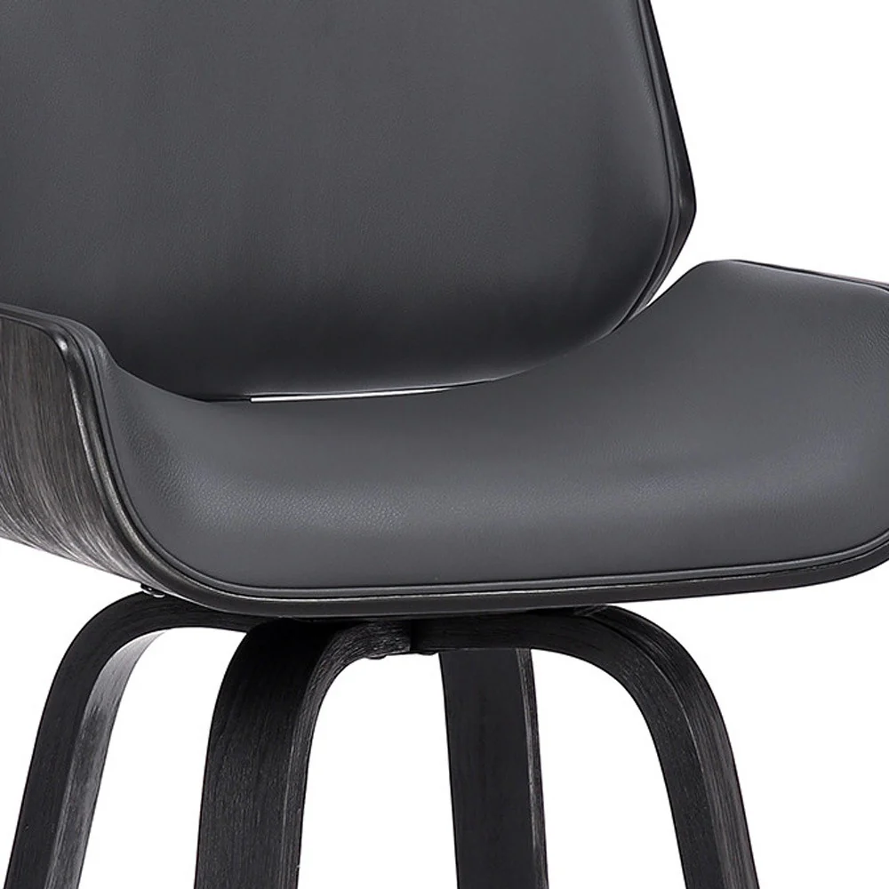Gray And Black Faux Leather And Iron Swivel Low Back Counter Height Bar Chair By Homeroots - Image 9
