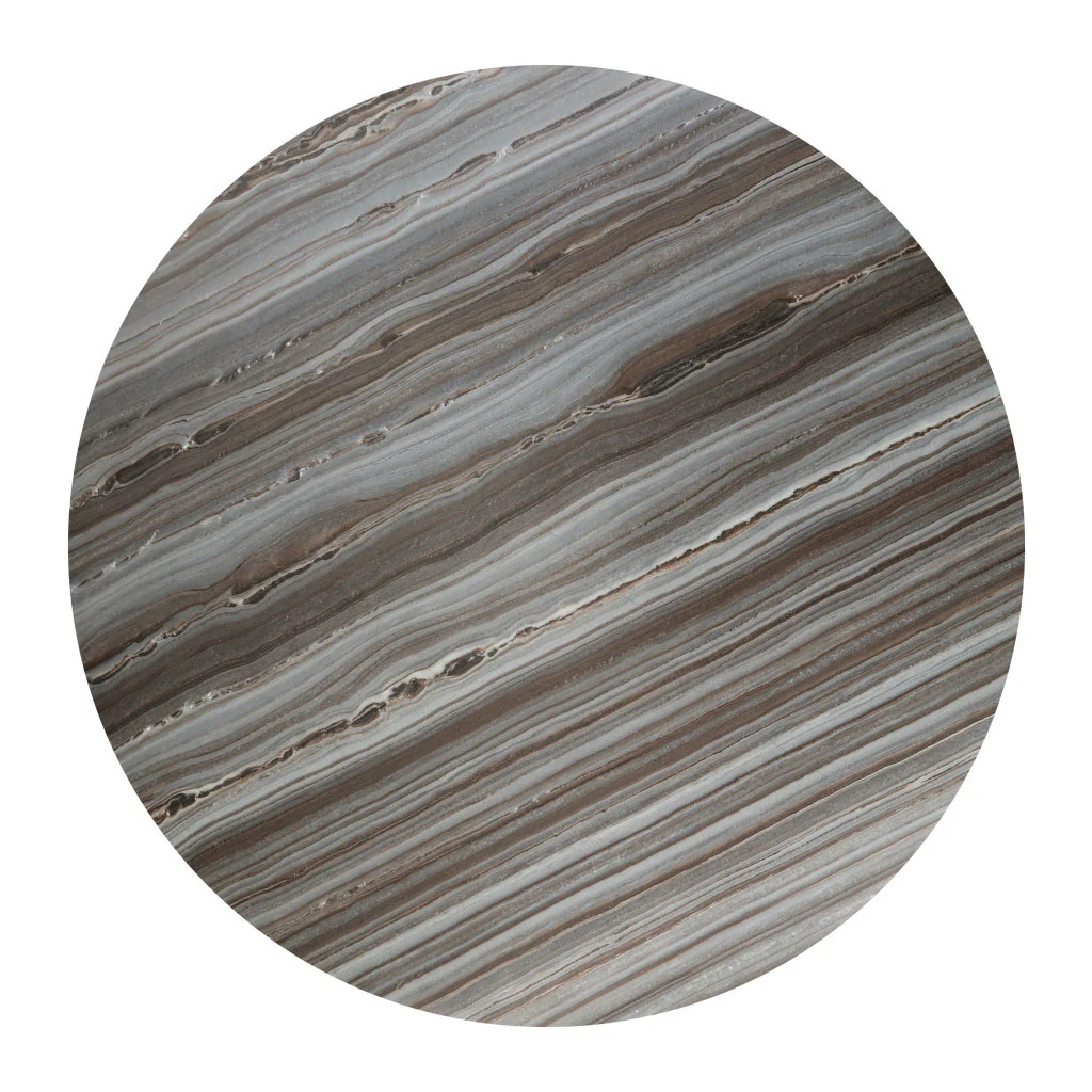 Gray and Black Faux Marble And Steel Round Coffee Table By Homeroots - Image 6