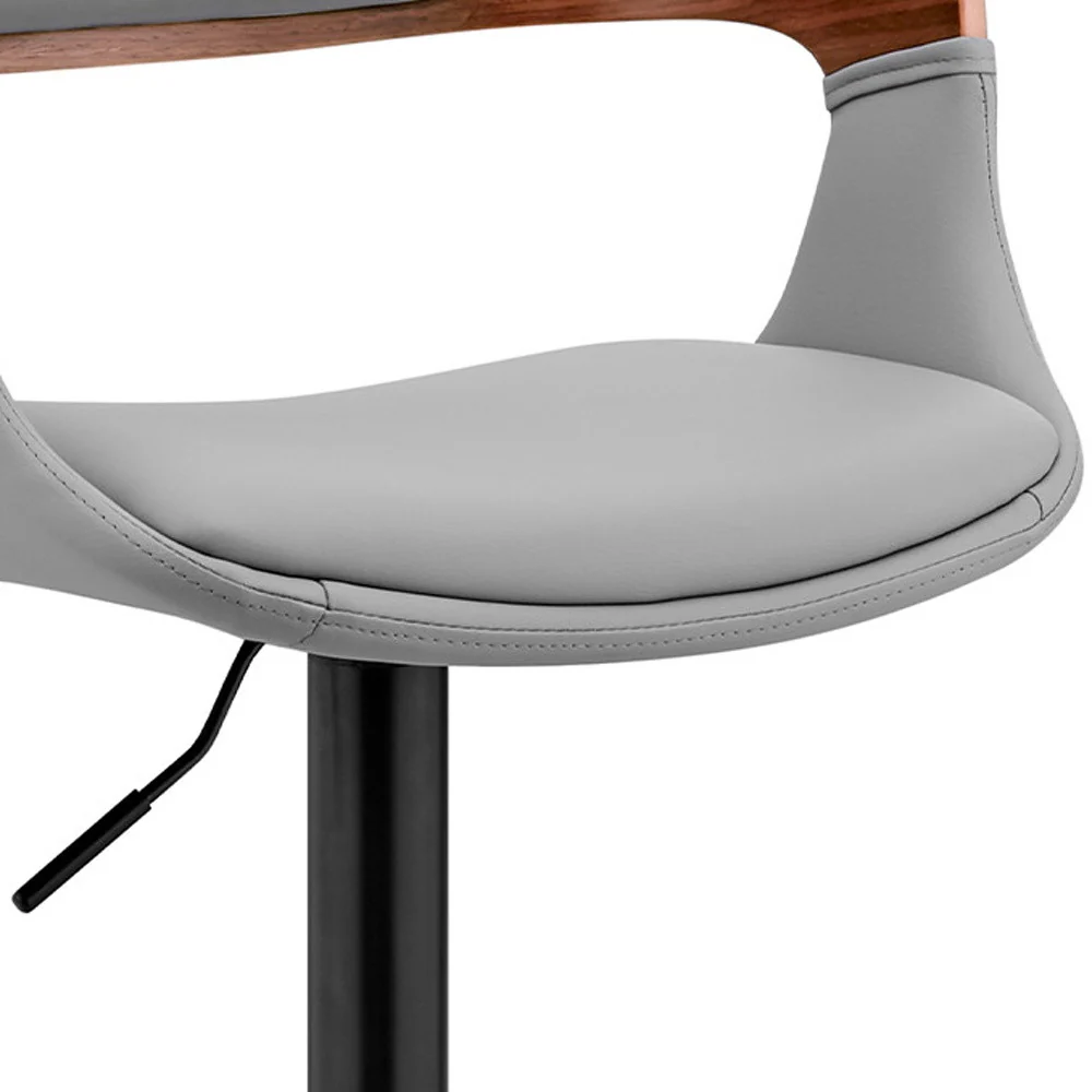 Gray And Black Iron Swivel Low Back Adjustable Height Bar Chair By Homeroots - Image 4
