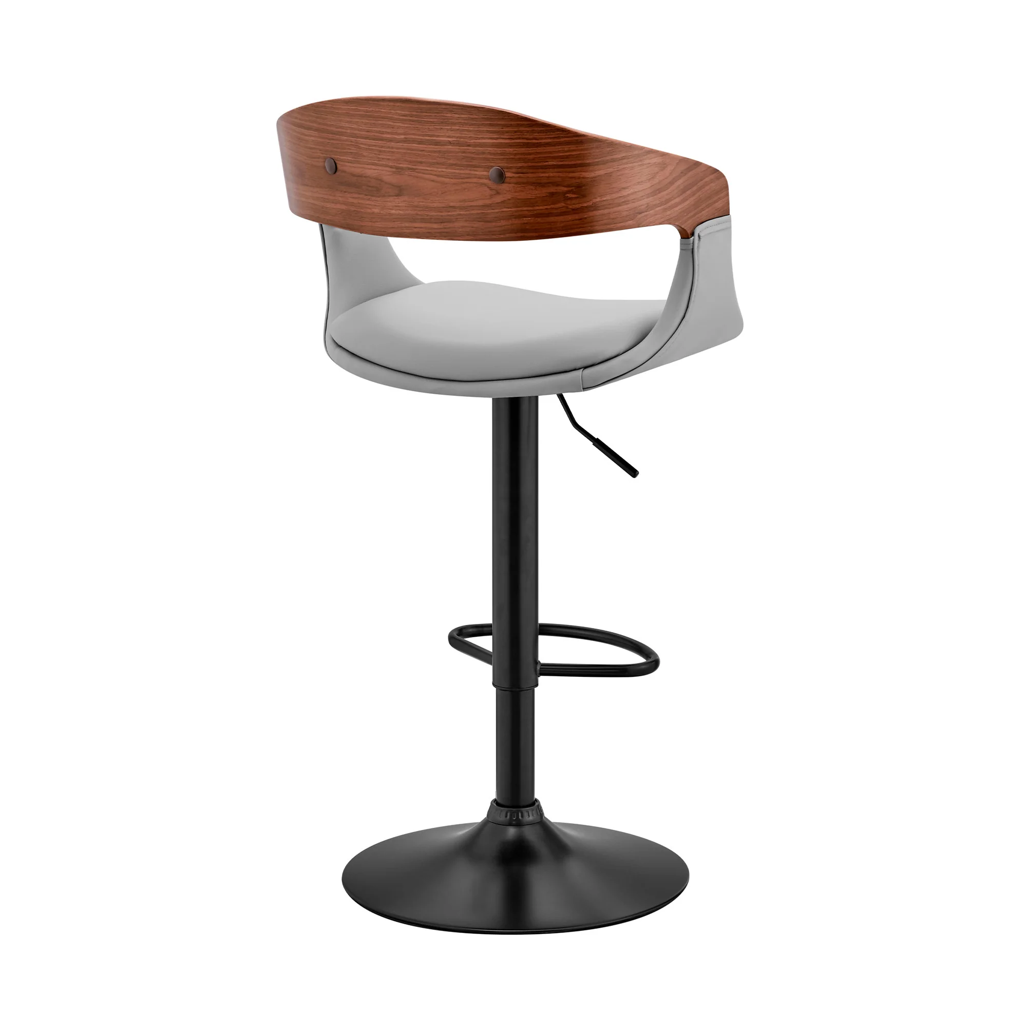 Gray And Black Iron Swivel Low Back Adjustable Height Bar Chair By Homeroots - Image 5