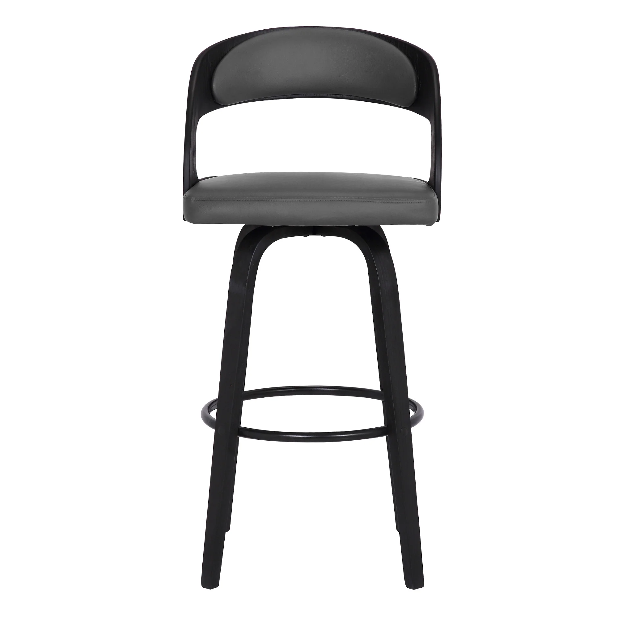 Gray And Black Iron Swivel Low Back Bar Height Bar Chair By Homeroots - Image 2