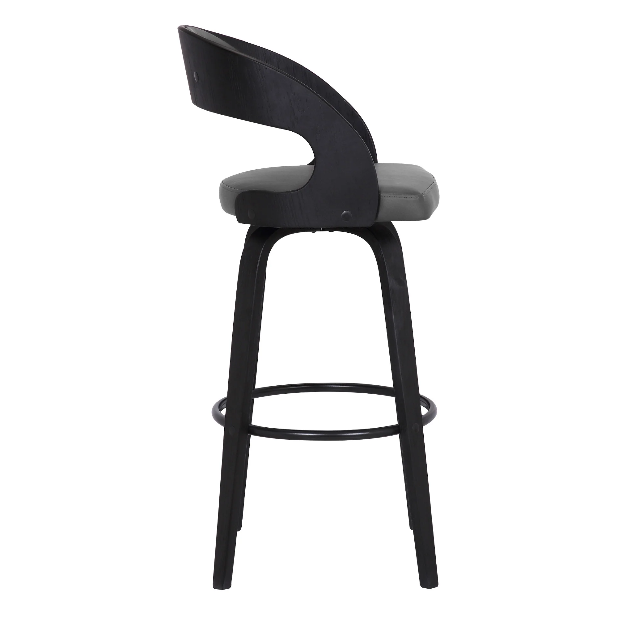 Gray And Black Iron Swivel Low Back Bar Height Bar Chair By Homeroots - Image 3