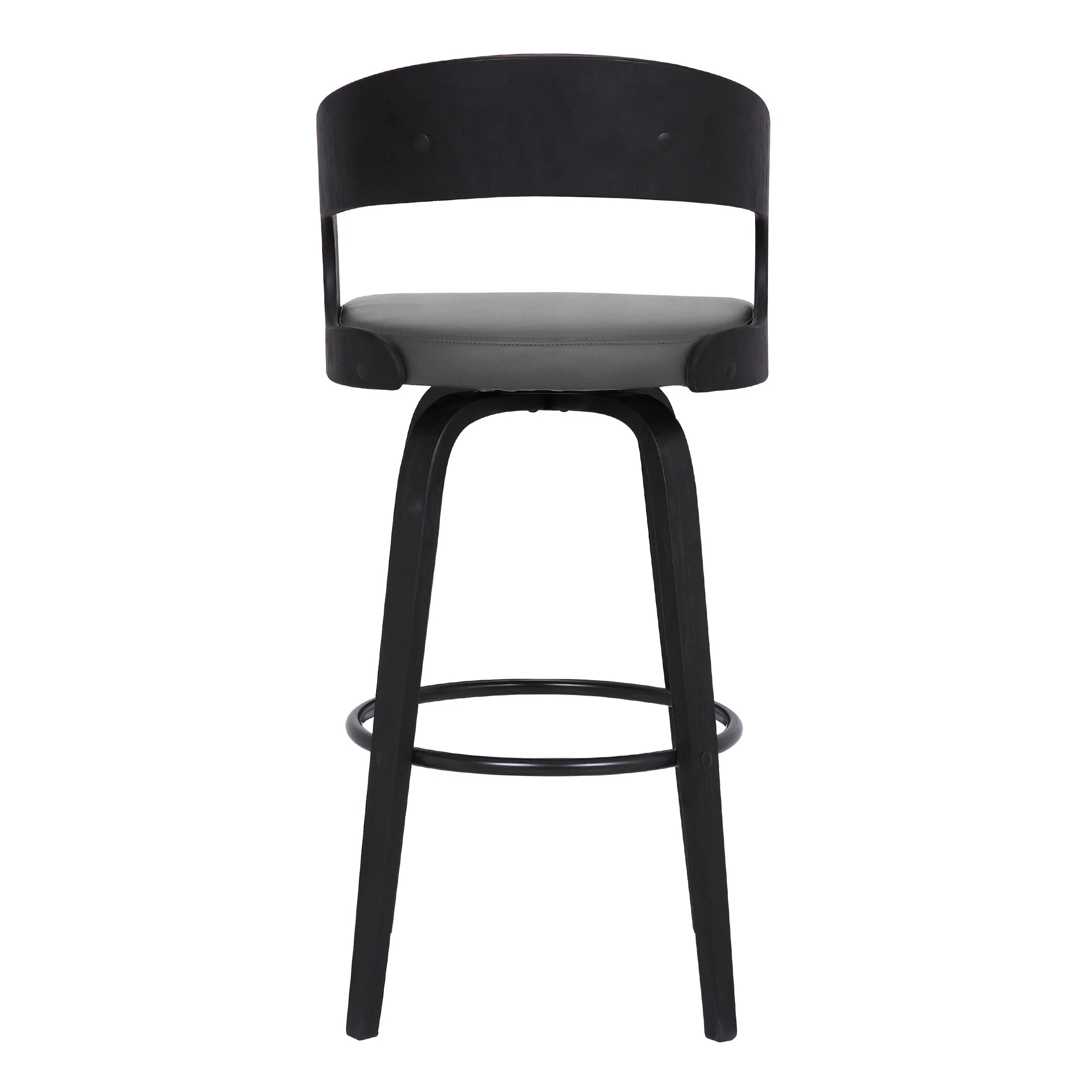 Gray And Black Iron Swivel Low Back Bar Height Bar Chair By Homeroots - Image 5