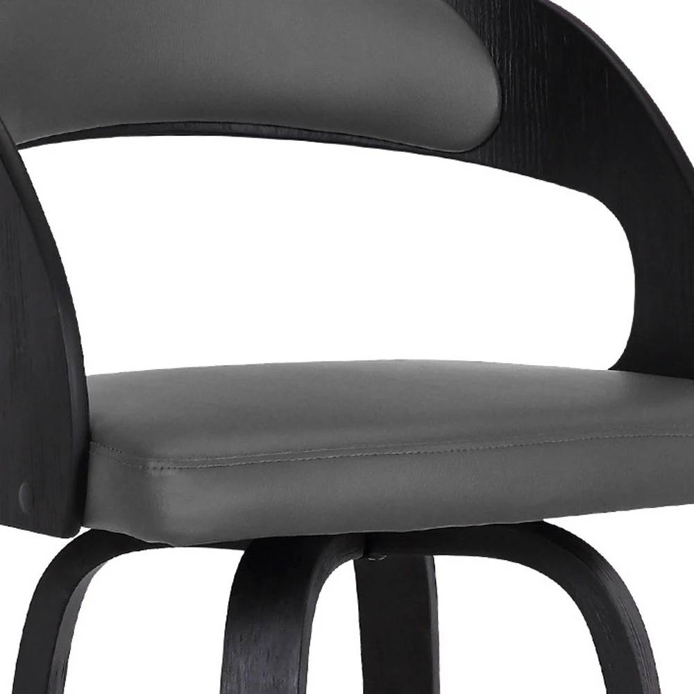 Gray And Black Iron Swivel Low Back Bar Height Bar Chair By Homeroots - Image 7