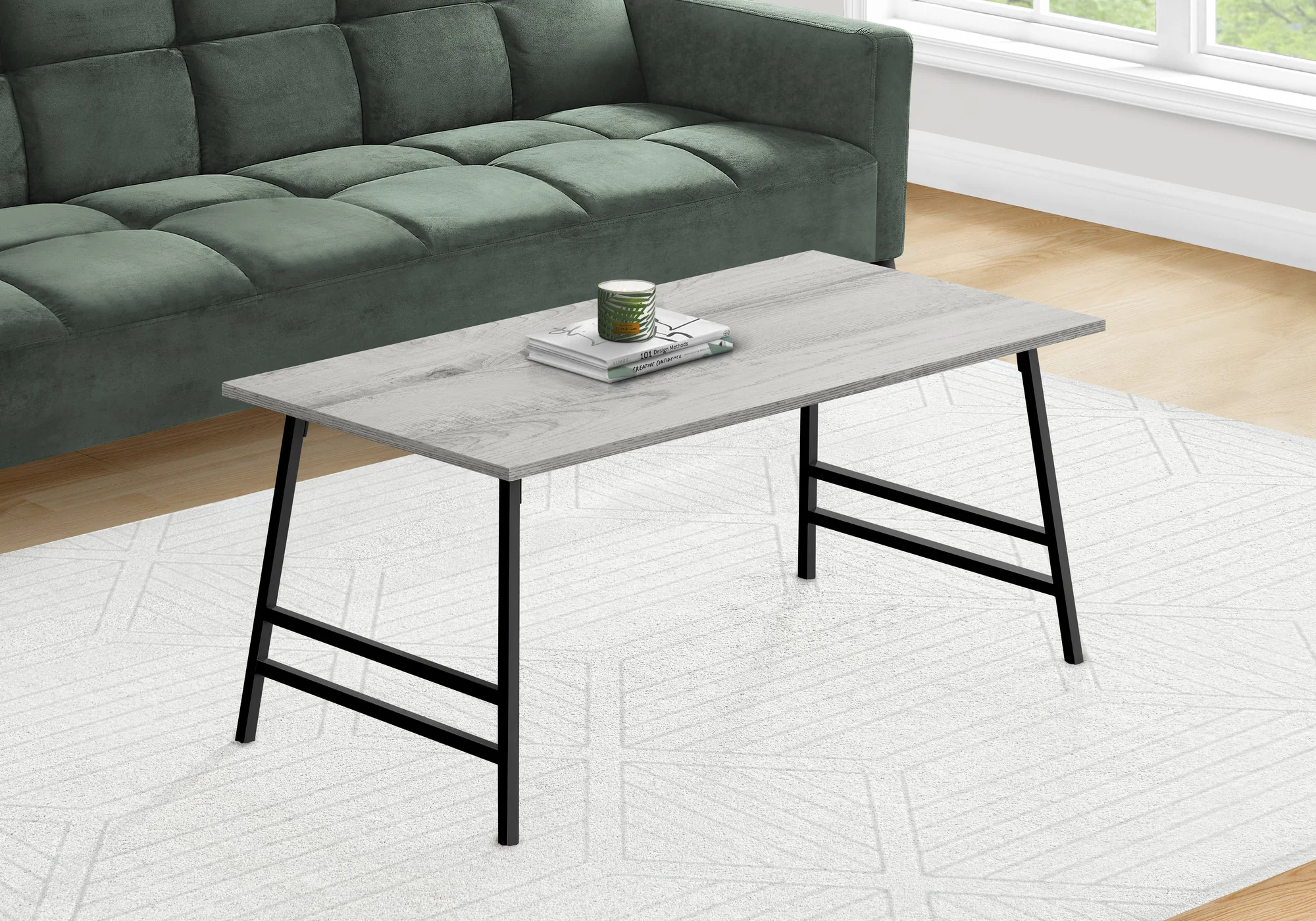 Gray And Black Metal Coffee Table By Homeroots - Image 2