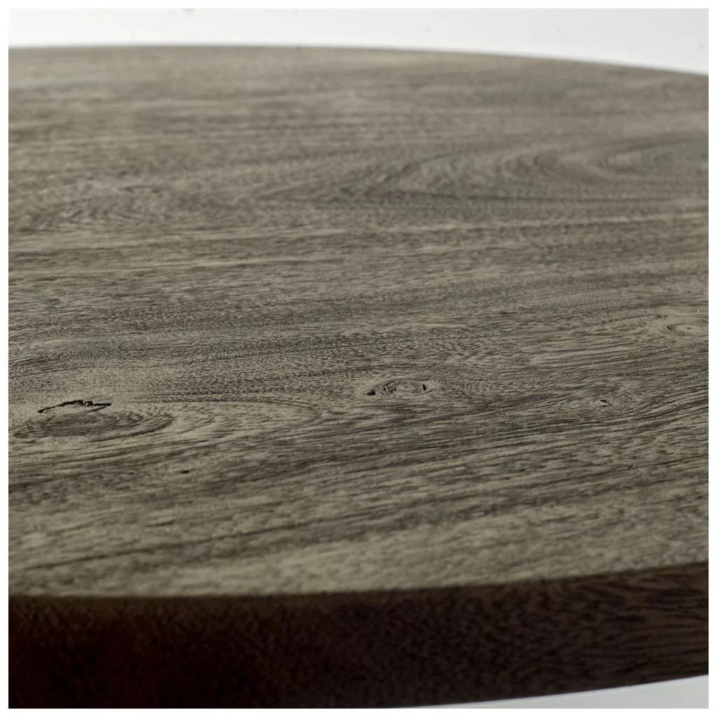 Gray And Black Rounded Solid Wood And Metal Three Leg Base Dining Table By Homeroots - Image 3