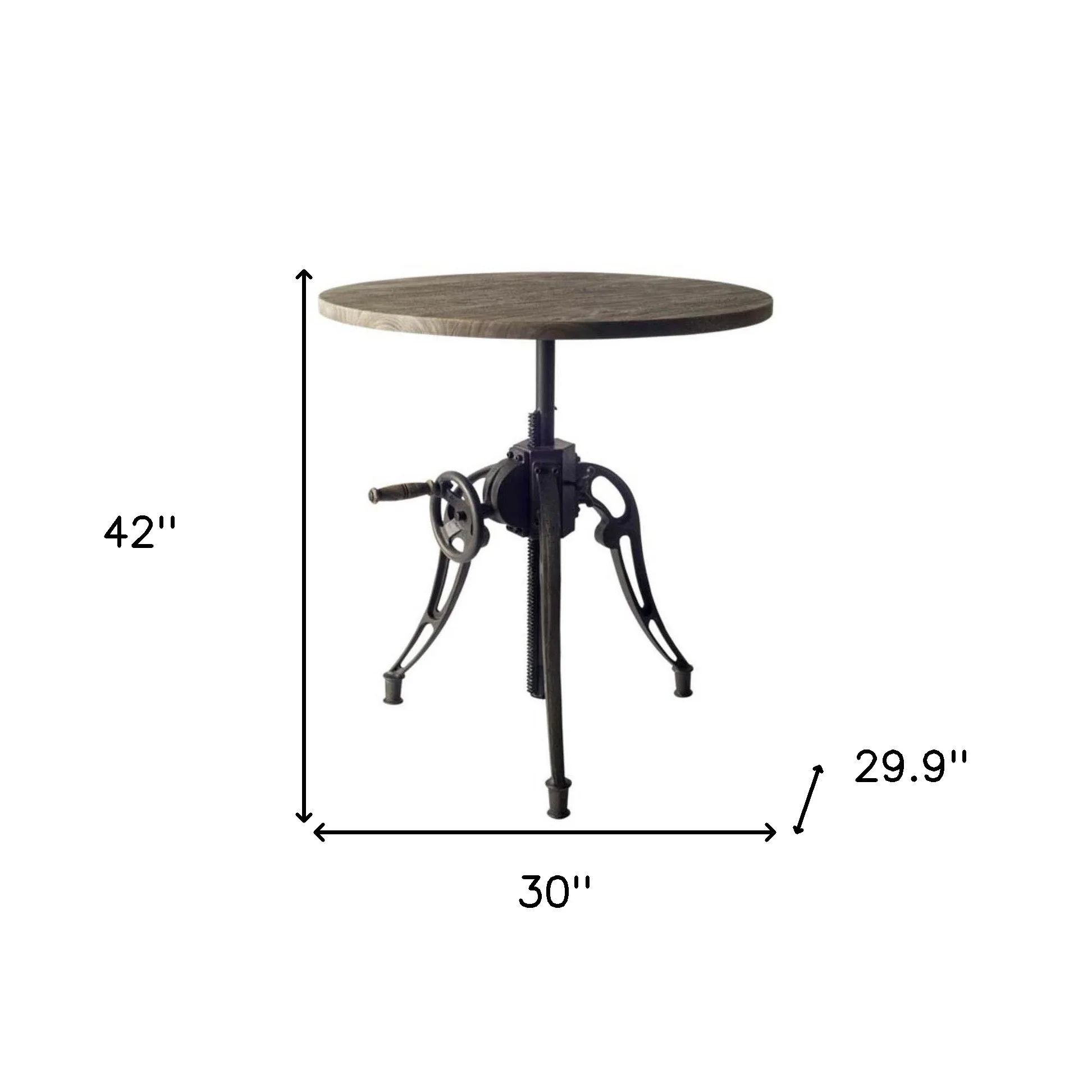 Gray And Black Rounded Solid Wood And Metal Three Leg Base Dining Table By Homeroots - Image 5