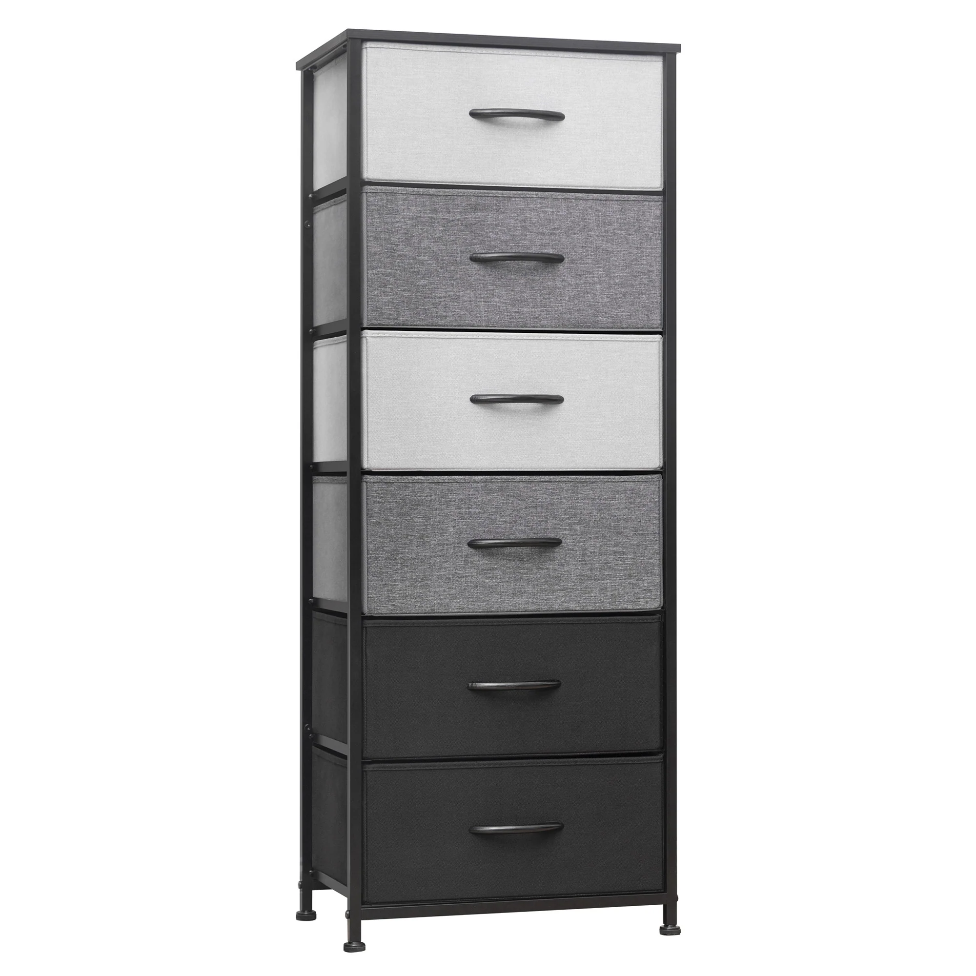 Gray and Black Steel and Fabric Six Drawer Chest By Homeroots - Image 2