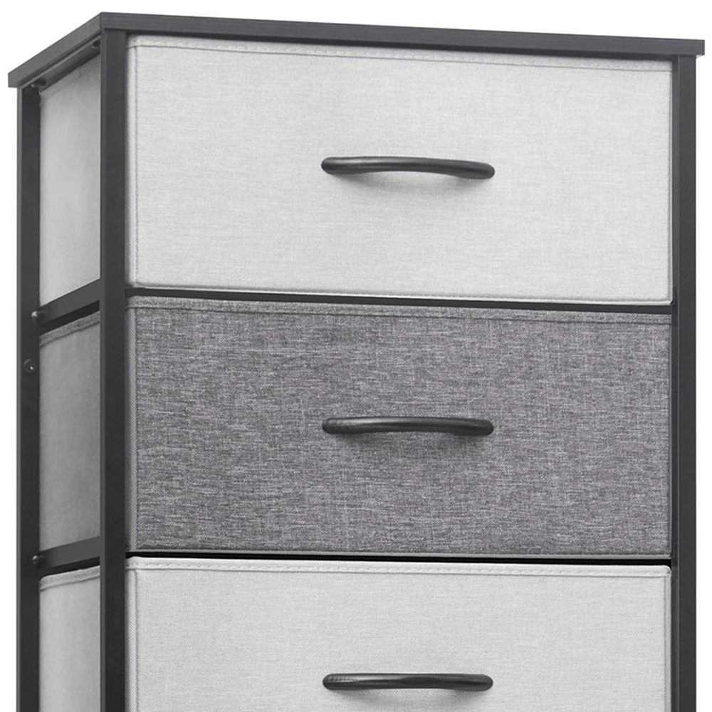 Gray and Black Steel and Fabric Six Drawer Chest By Homeroots - Image 5