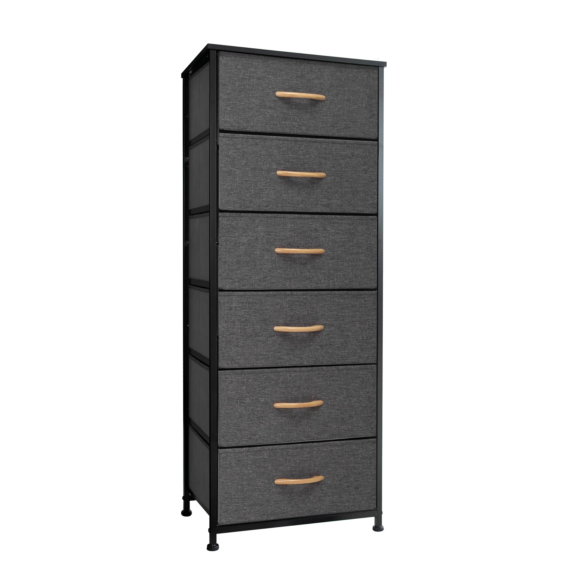 Gray And Black Steel And Fabric Six Drawer Dresser By Homeroots - Image 2