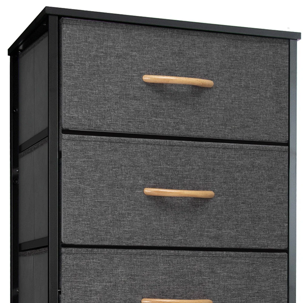 Gray And Black Steel And Fabric Six Drawer Dresser By Homeroots - Image 3