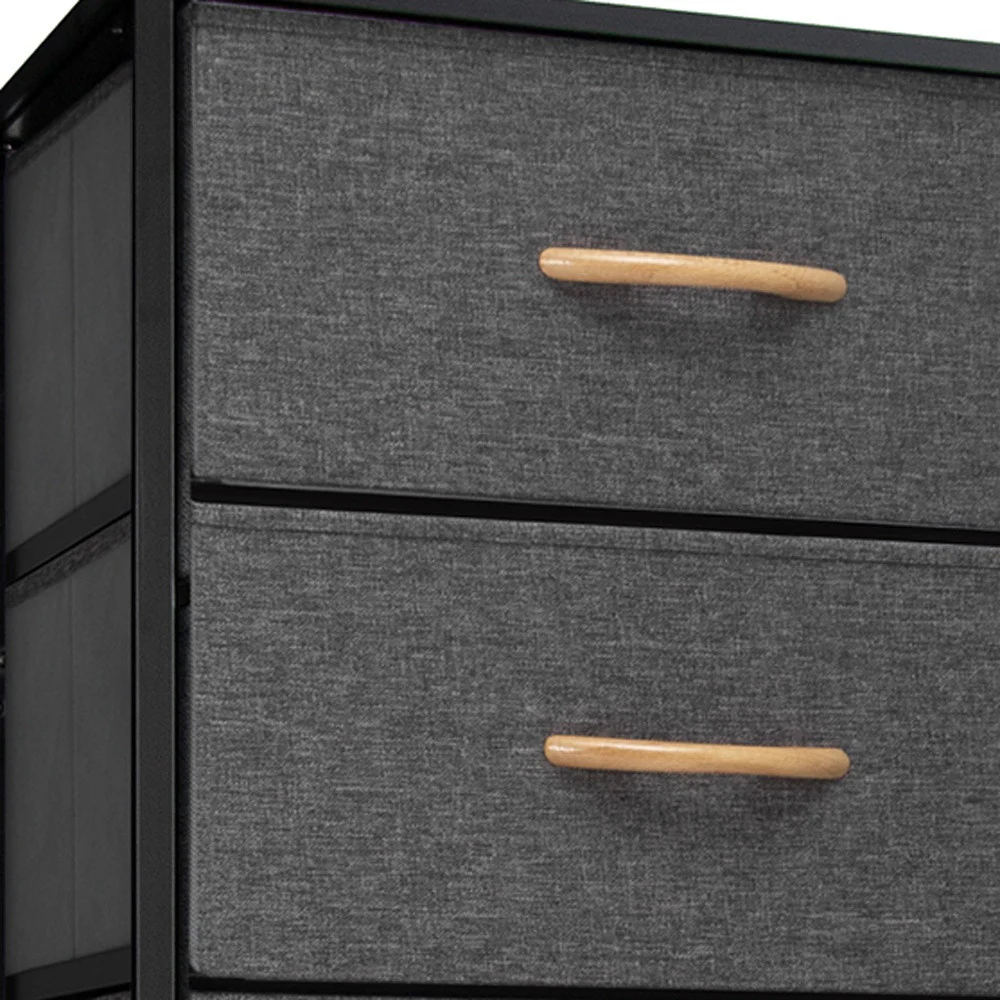 Gray And Black Steel And Fabric Six Drawer Dresser By Homeroots - Image 5