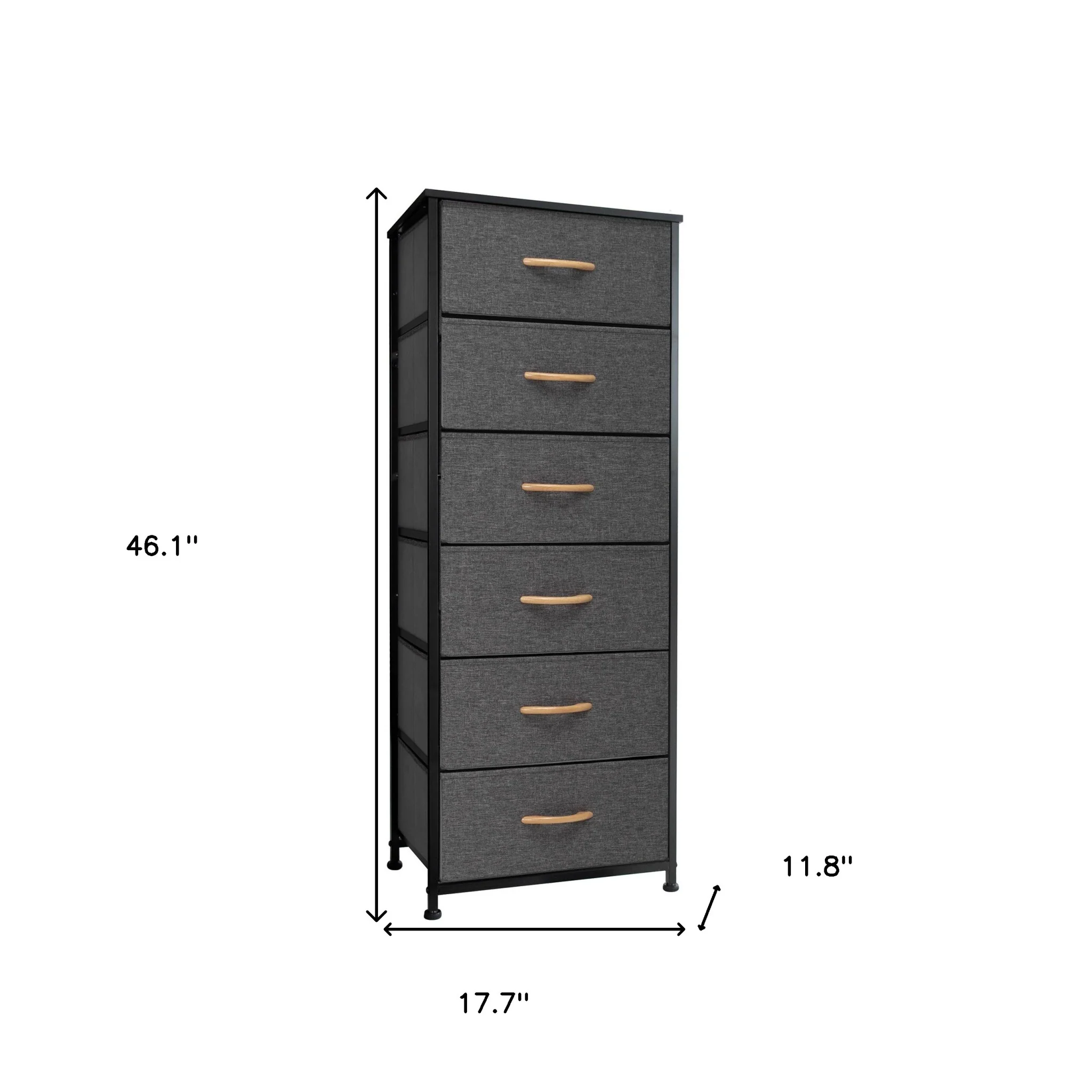Gray And Black Steel And Fabric Six Drawer Dresser By Homeroots - Image 6