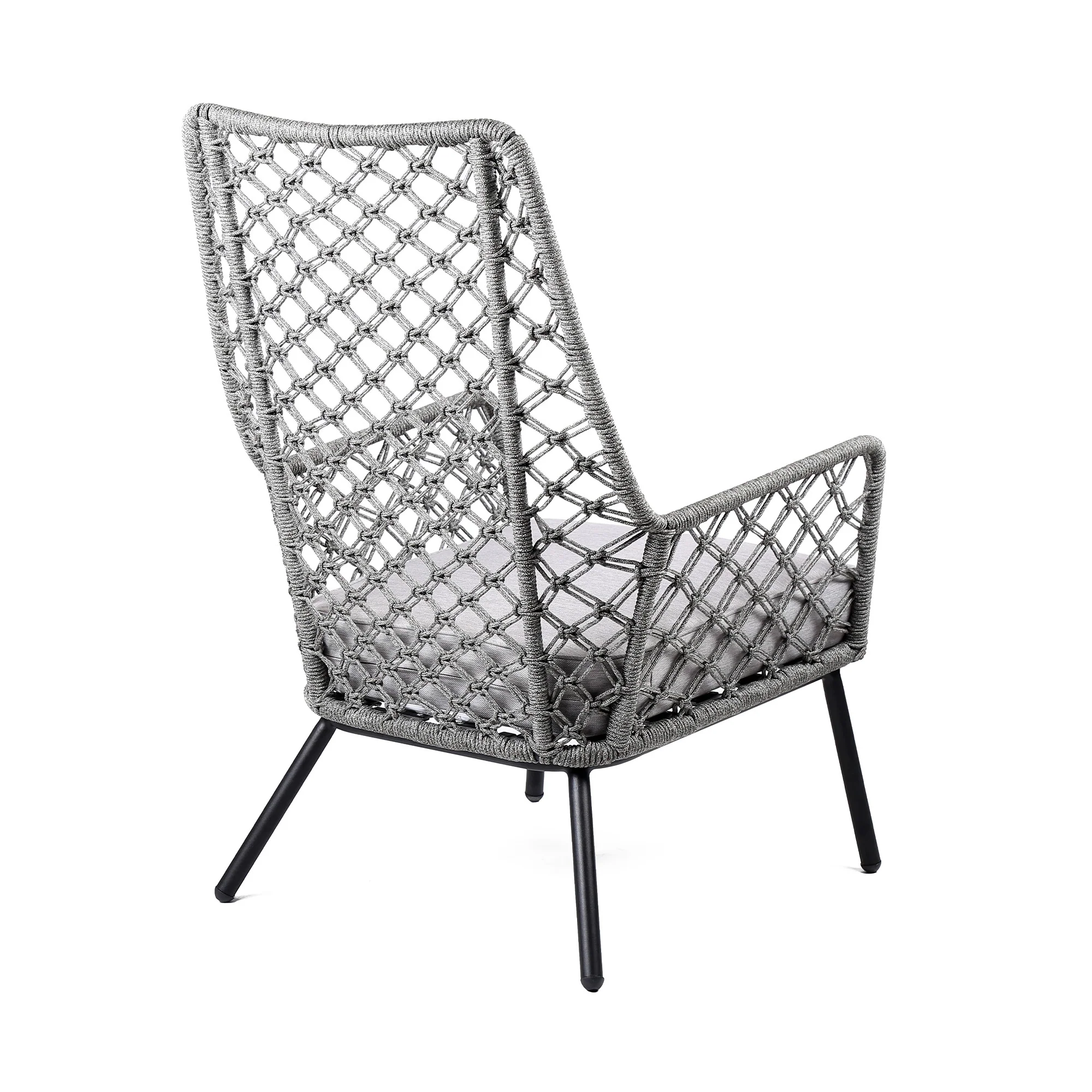 Gray and Black Steel Indoor Outdoor Dining Chair with Gray Cushion By Homeroots - Image 3