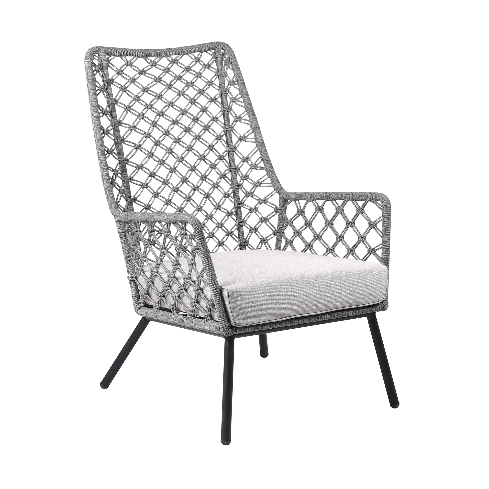 Gray and Black Steel Indoor Outdoor Dining Chair with Gray Cushion By Homeroots - Image 4