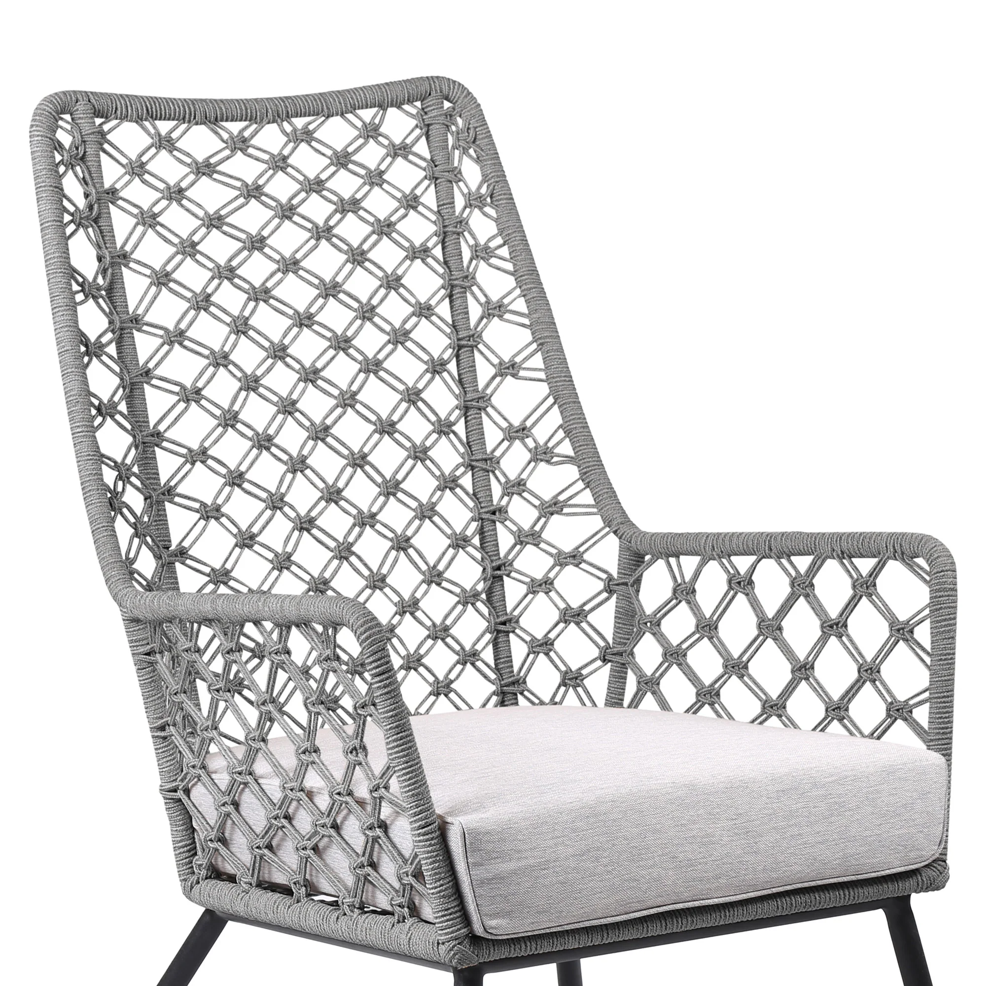 Gray and Black Steel Indoor Outdoor Dining Chair with Gray Cushion By Homeroots - Image 7