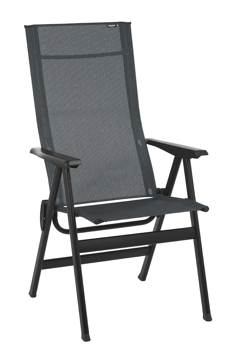 Gray and Black Steel Outdoor Arm Chair By Homeroots - Image 2
