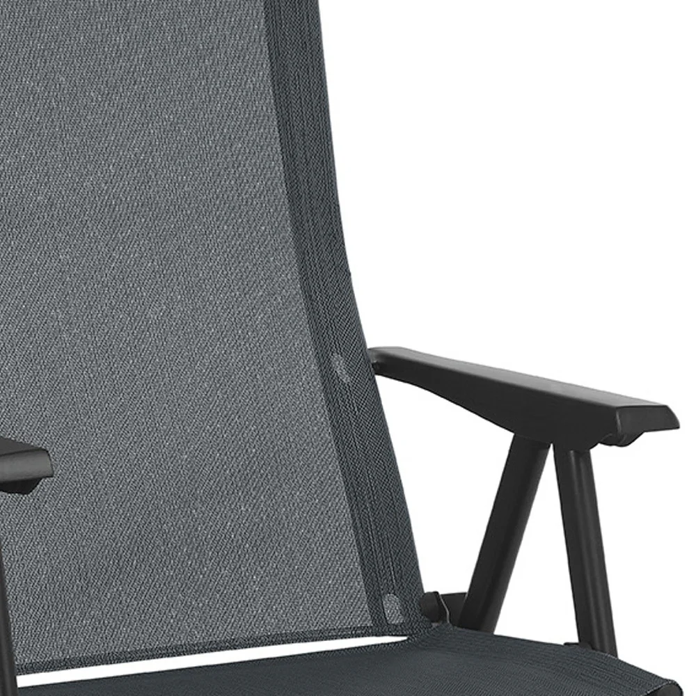 Gray and Black Steel Outdoor Arm Chair By Homeroots - Image 4