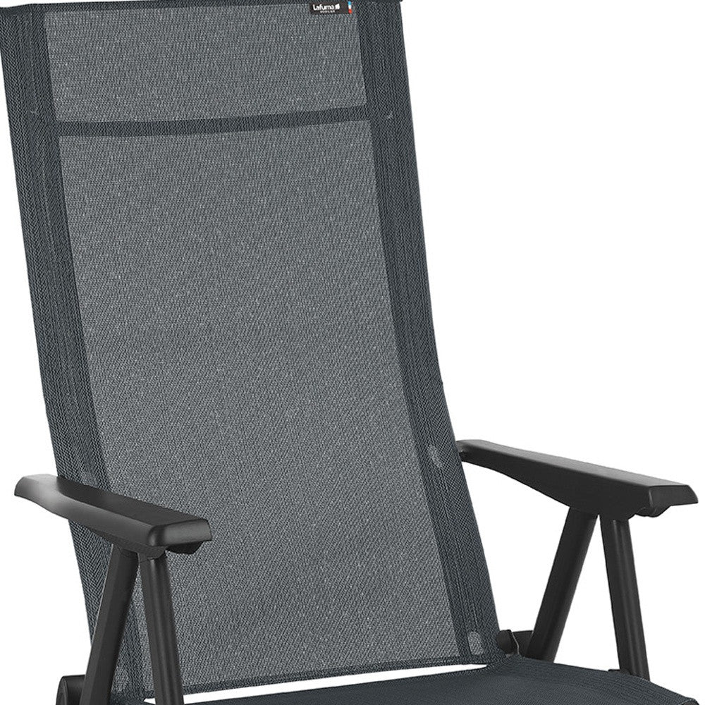 Gray and Black Steel Outdoor Arm Chair By Homeroots - Image 5