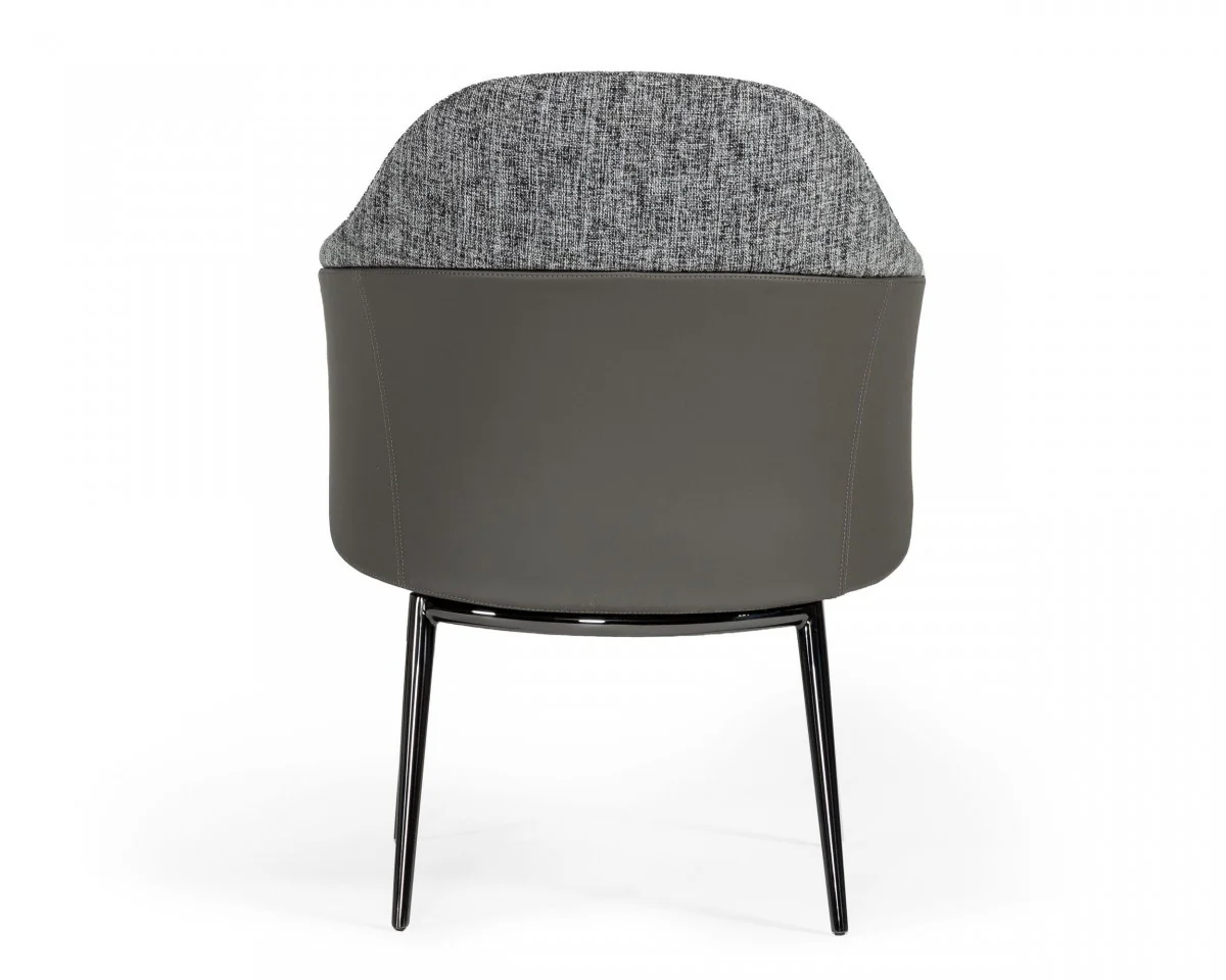 Gray And Black Upholstered Fabric and Faux Leather Wing Back Dining Arm Chair By Homeroots - Image 2