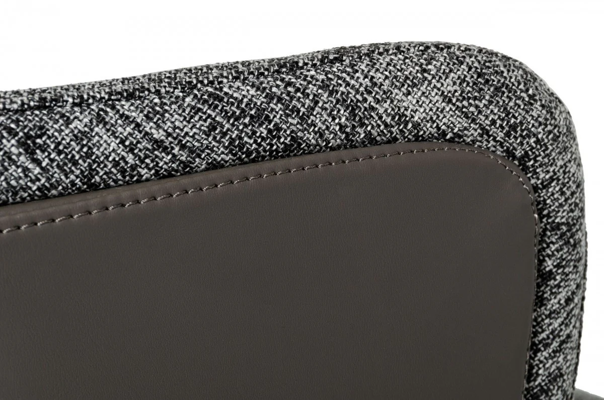 Gray And Black Upholstered Fabric and Faux Leather Wing Back Dining Arm Chair By Homeroots - Image 3