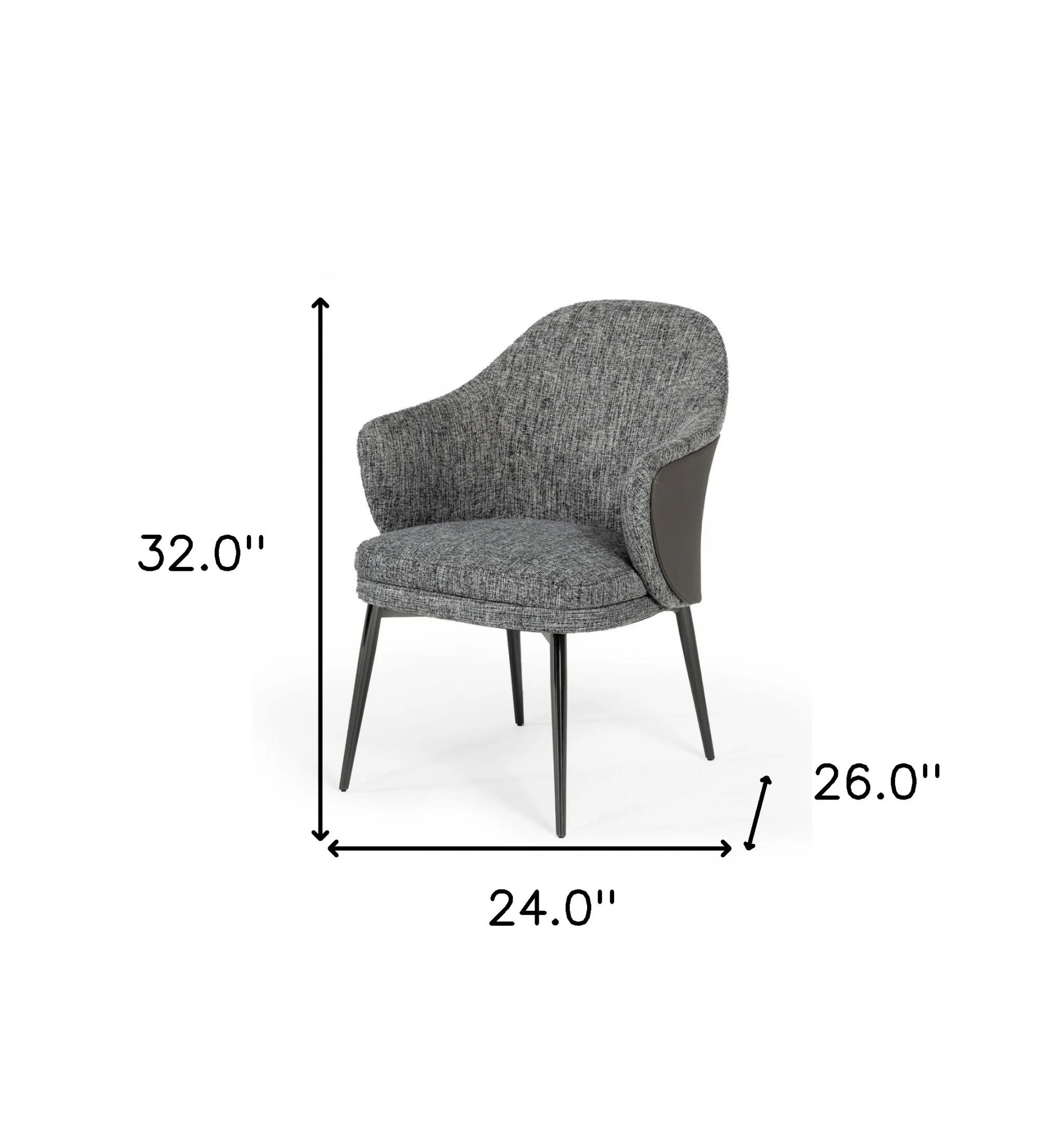 Gray And Black Upholstered Fabric and Faux Leather Wing Back Dining Arm Chair By Homeroots - Image 4