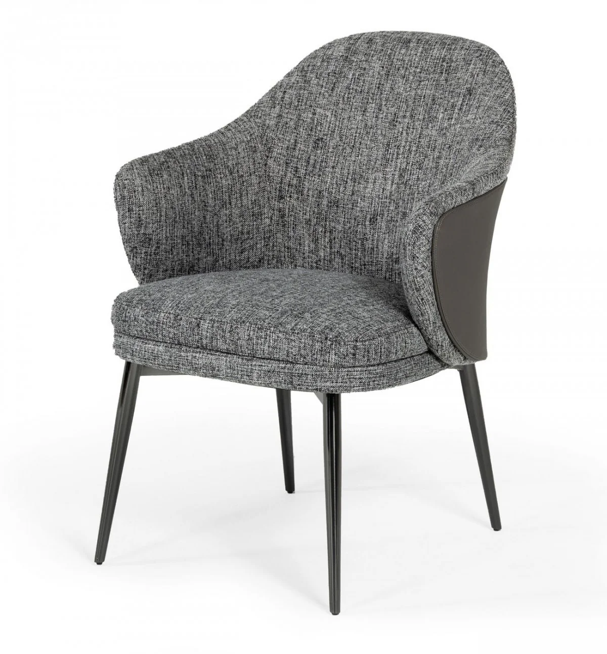 Gray And Black Upholstered Fabric and Faux Leather Wing Back Dining Arm Chair By Homeroots - Image 5