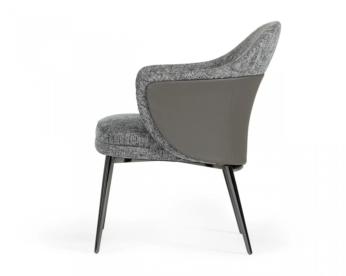Gray And Black Upholstered Fabric and Faux Leather Wing Back Dining Arm Chair By Homeroots - Image 6