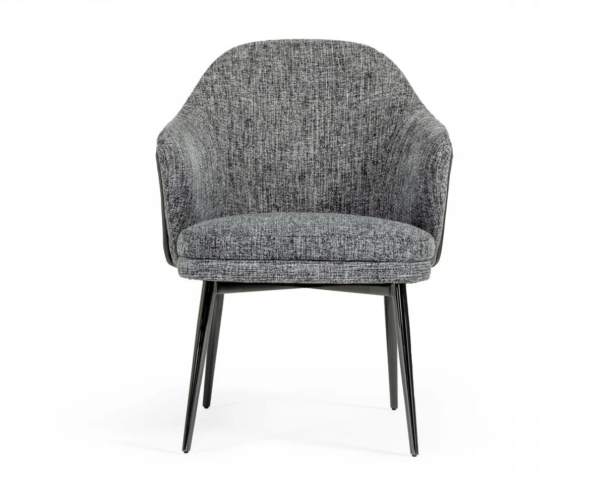 Gray And Black Upholstered Fabric and Faux Leather Wing Back Dining Arm Chair By Homeroots - Image 7